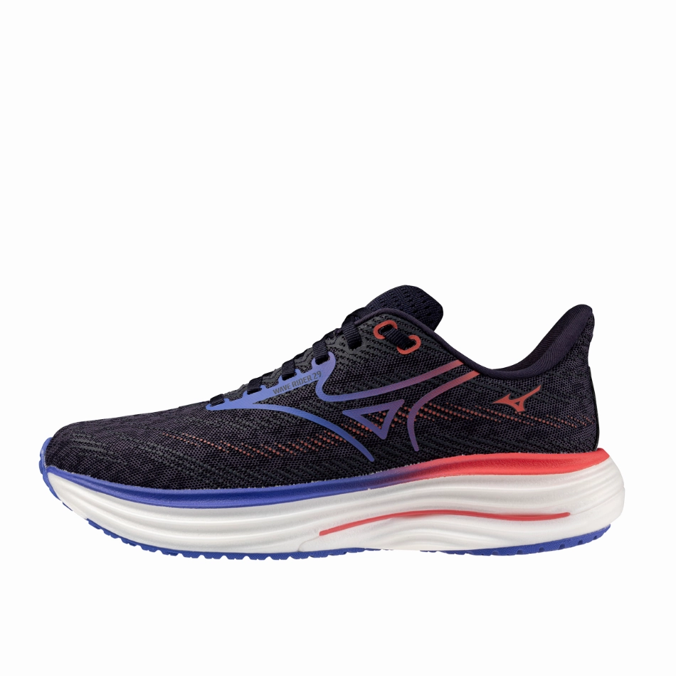 Mizuno Women's Wave Rider 29 Running Shoes in Odyssey Gray/Iris Bloom/Calypso Coral AW25 Mizuno reliable running shoes
