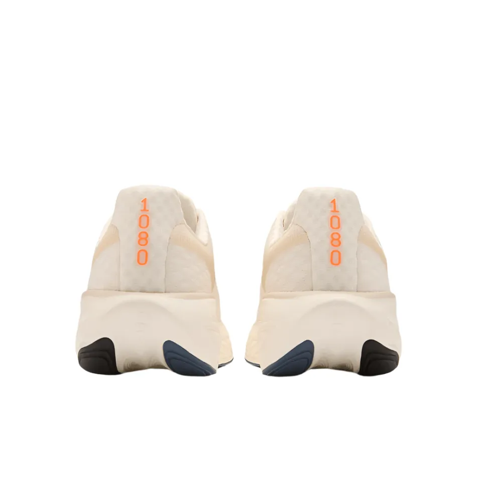 New Balance Men's Fresh Foam X 1080 v14 Running Shoes in Sea Salt/Vintage Indigo/Hot Mango SS25 New Balance women's athletic footwear