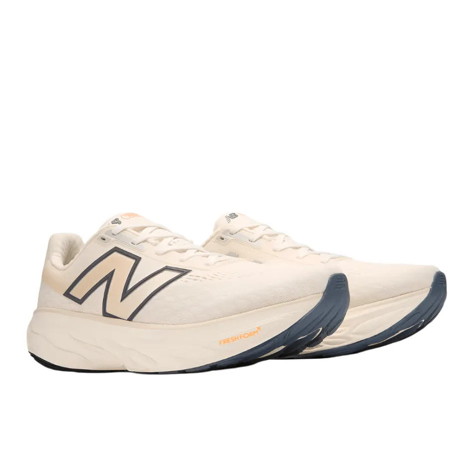 New Balance Men's Fresh Foam X 1080 v14 Running Shoes in Sea Salt/Vintage Indigo/Hot Mango SS25 New Balance women's athletic footwear