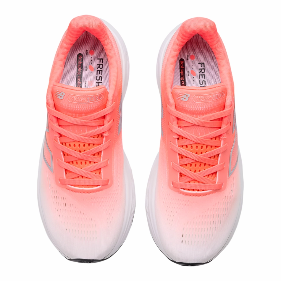 New Balance Women's 1080 v14 D Wide Fit Running Shoes in Urgent Red/Silver Metallic/Light Silver Metallic AW25 New Balance women's athletic footwear