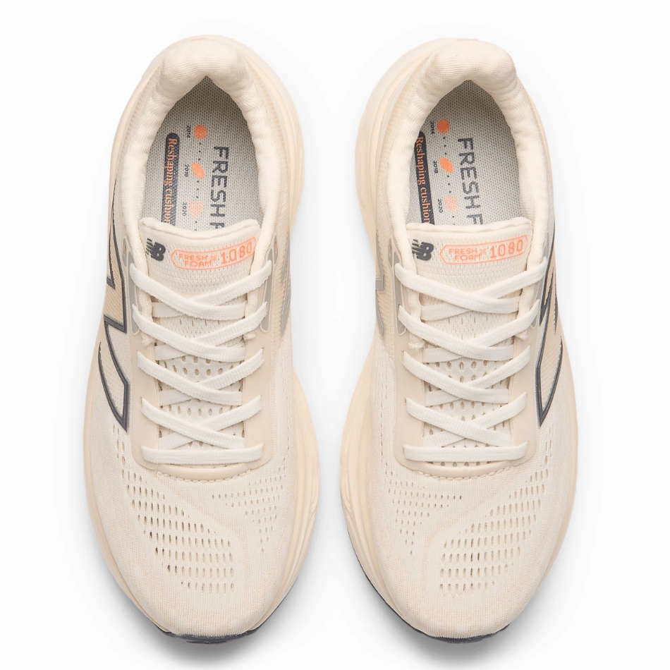 New Balance Women's Fresh Foam X 1080 v14 Running Shoes in Sea Salt/Vintage Indigo/Hot Mango SS25 New Balance women's athletic footwear