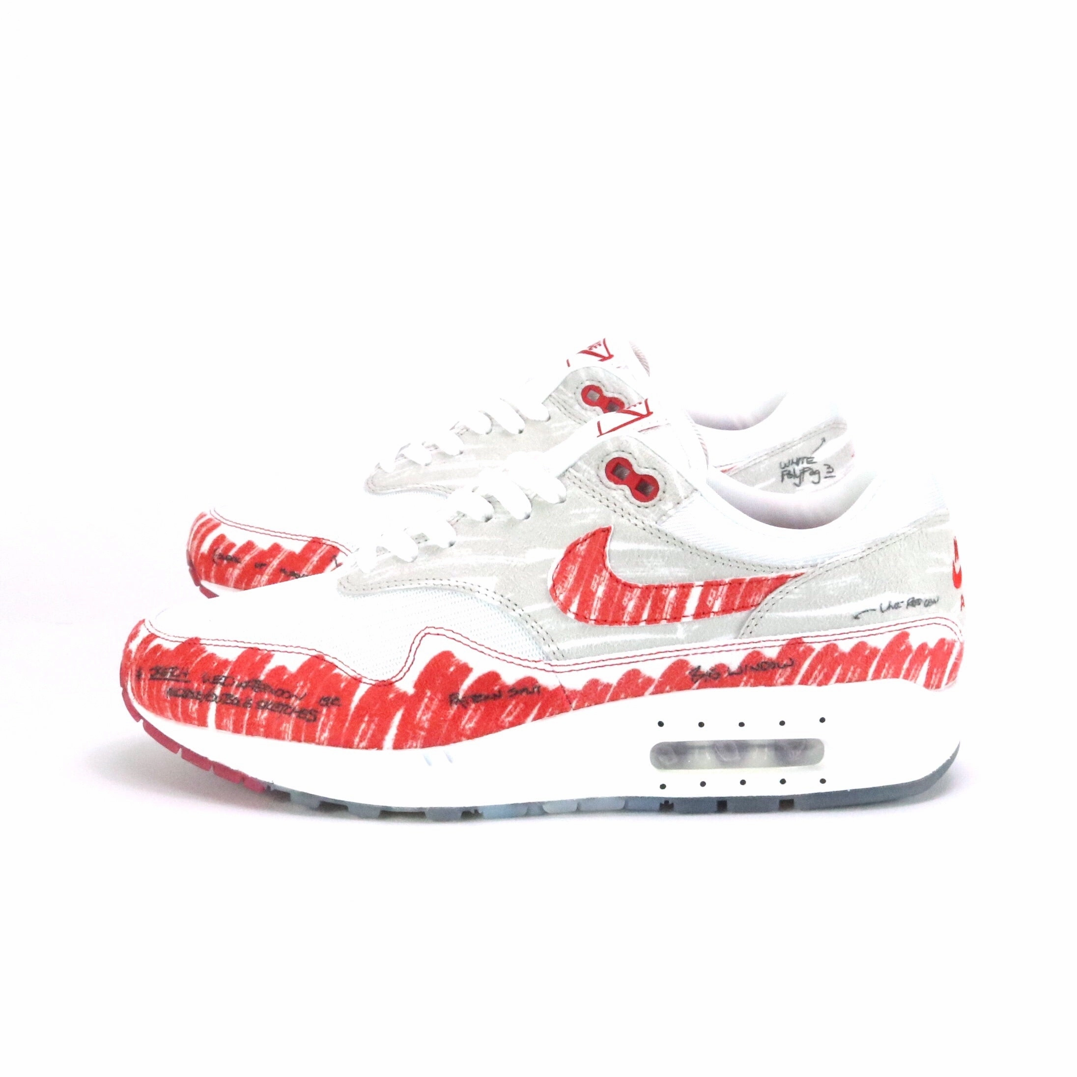 Nike Air Max 1 Tinker Sketch to Shelf White Sport Red Black Neutral Grey Modern Sneakers