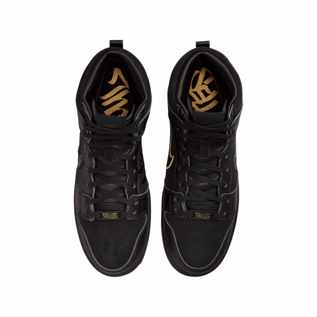 Nike SB Dunk Hi Black Metallic Gold Street Shoes