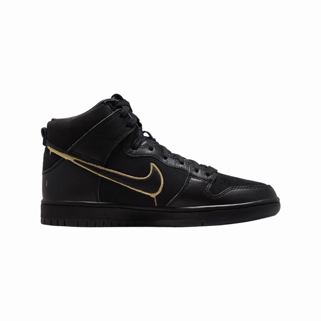 Nike SB Dunk Hi Black Metallic Gold Street Shoes