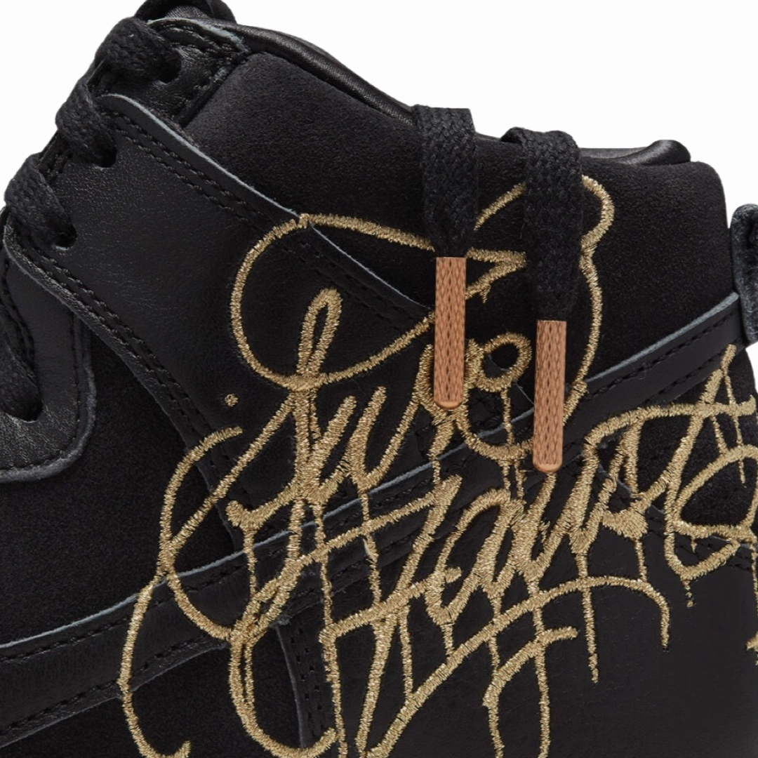 Nike SB Dunk Hi Black Metallic Gold Street Shoes