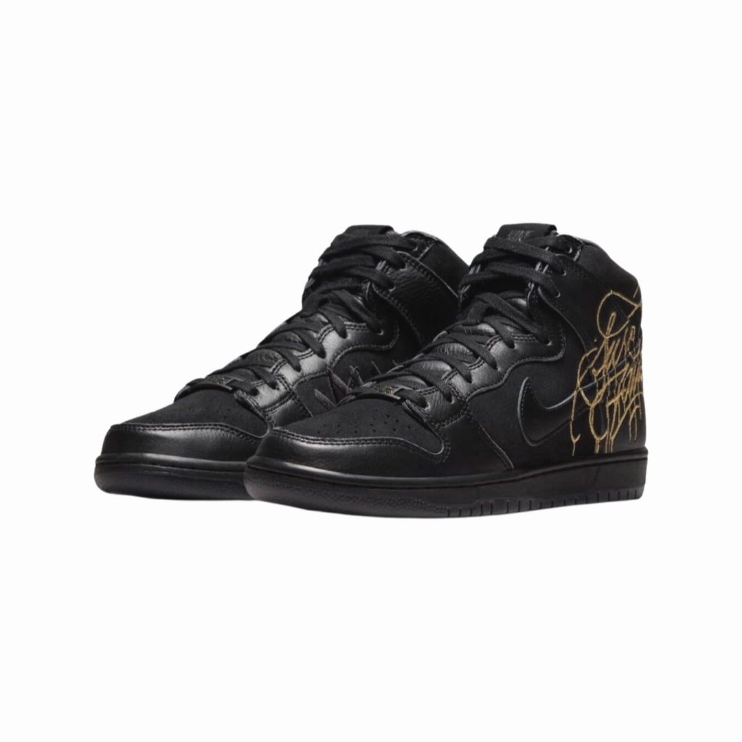 Nike SB Dunk Hi Black Metallic Gold Street Shoes