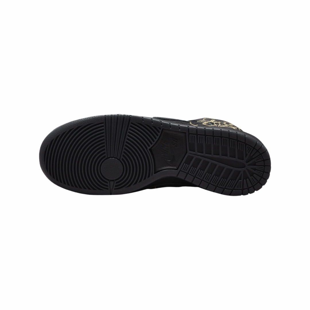 Nike SB Dunk Hi Black Metallic Gold Street Shoes