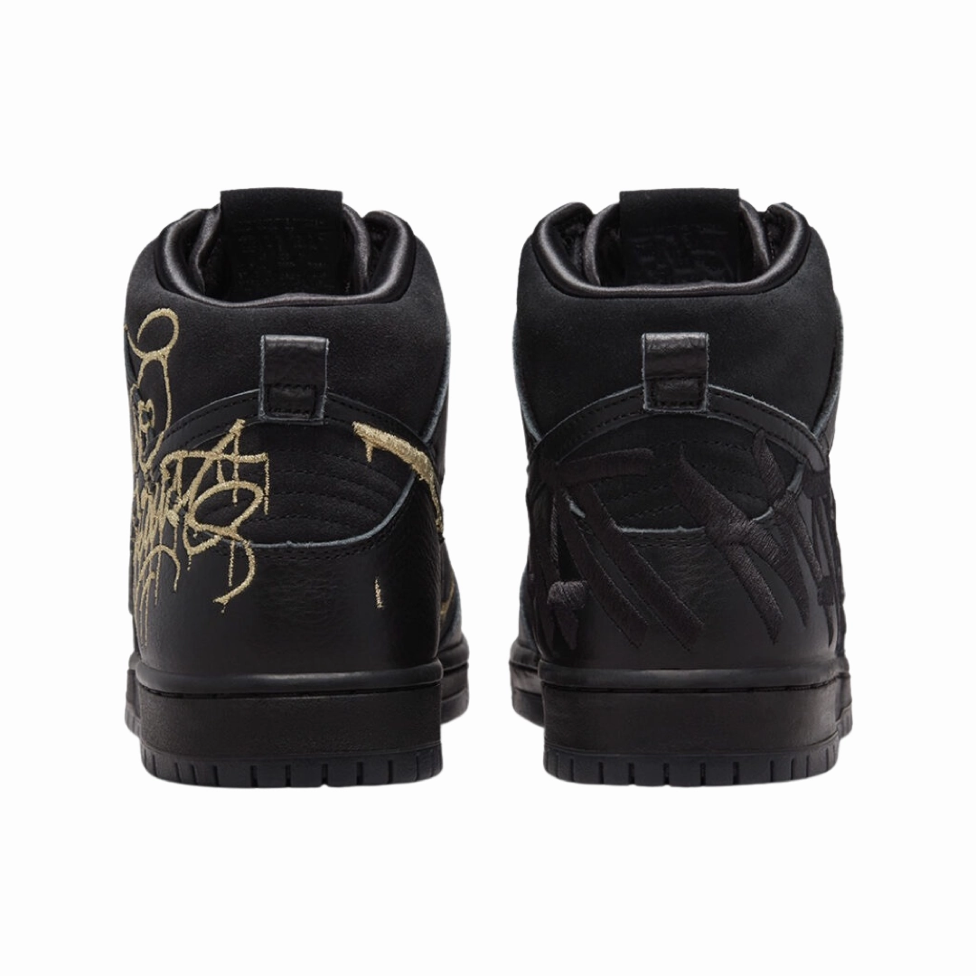Nike SB Dunk Hi Black Metallic Gold Street Shoes