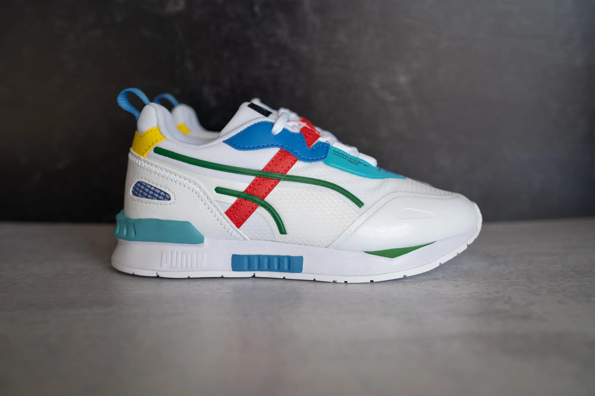 PRESCHOOL Puma Mirage Tech Game (White/Multi) Puma trendy footwear styles