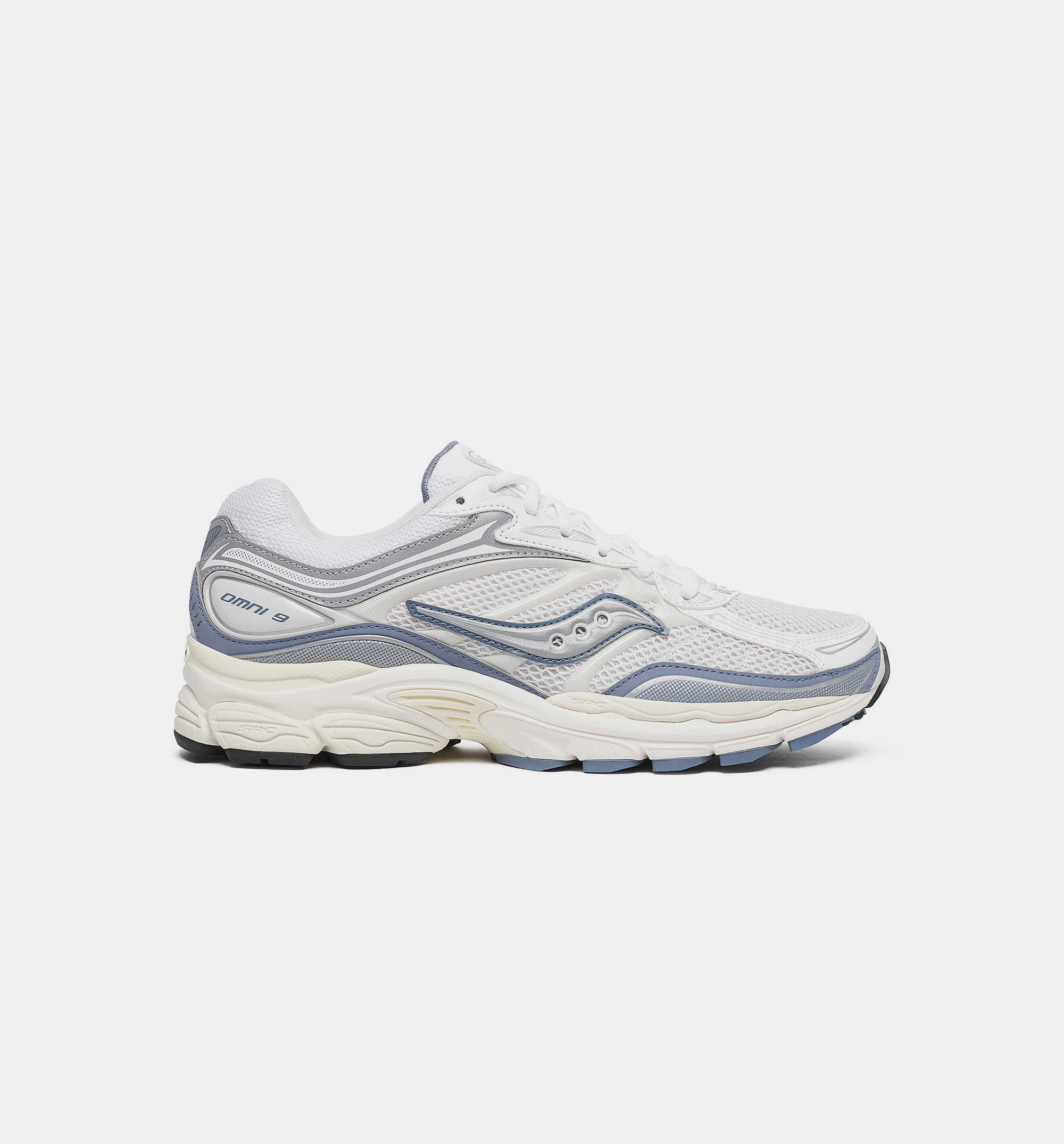 Progrid Omni 9 TMY Mens Lifestyle Shoe - Ivory/Blue Saucony cushioned sneakers for distance runs