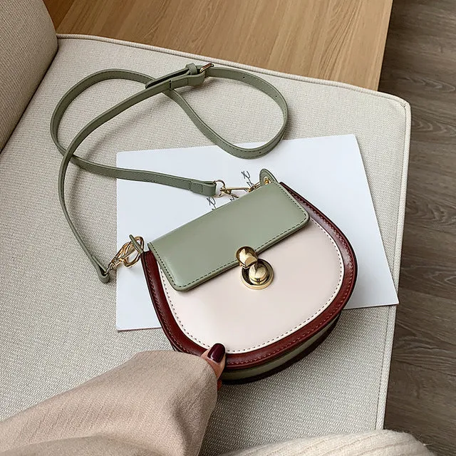 PU Leather Contrast Color Crossbody Bags For Women 2020 Fashion Small Shoulder Bag Female Handbags And Purses Travel Bags Fashion Nova Bags
