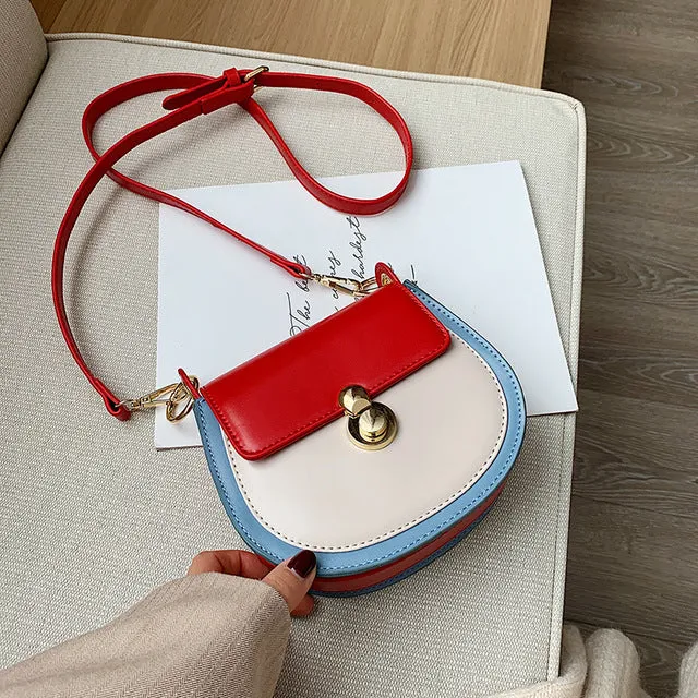 PU Leather Contrast Color Crossbody Bags For Women 2020 Fashion Small Shoulder Bag Female Handbags And Purses Travel Bags Fashion Nova Bags