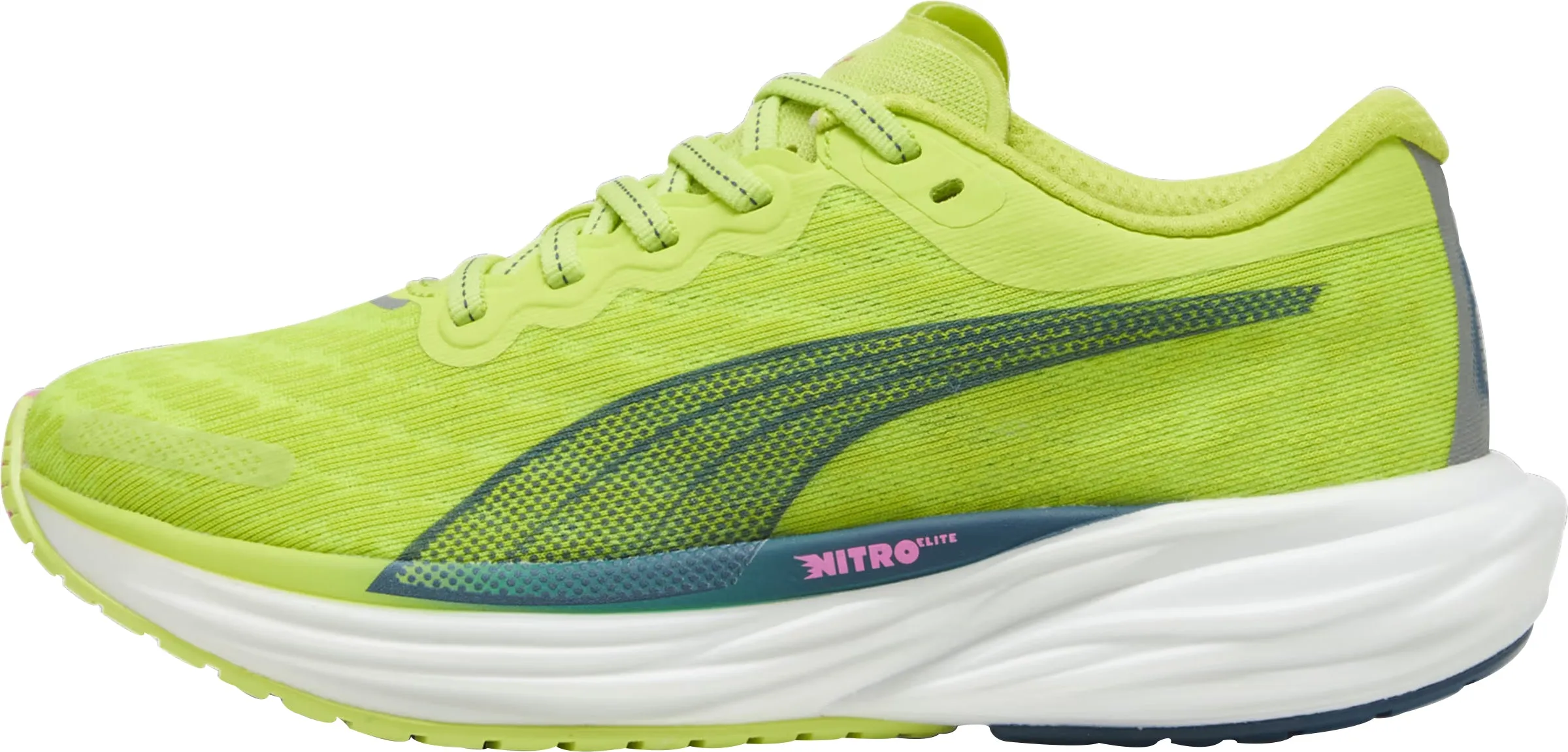Puma Deviate Nitro 2 Womens Running Shoes - Green Puma sport shoes with bold branding