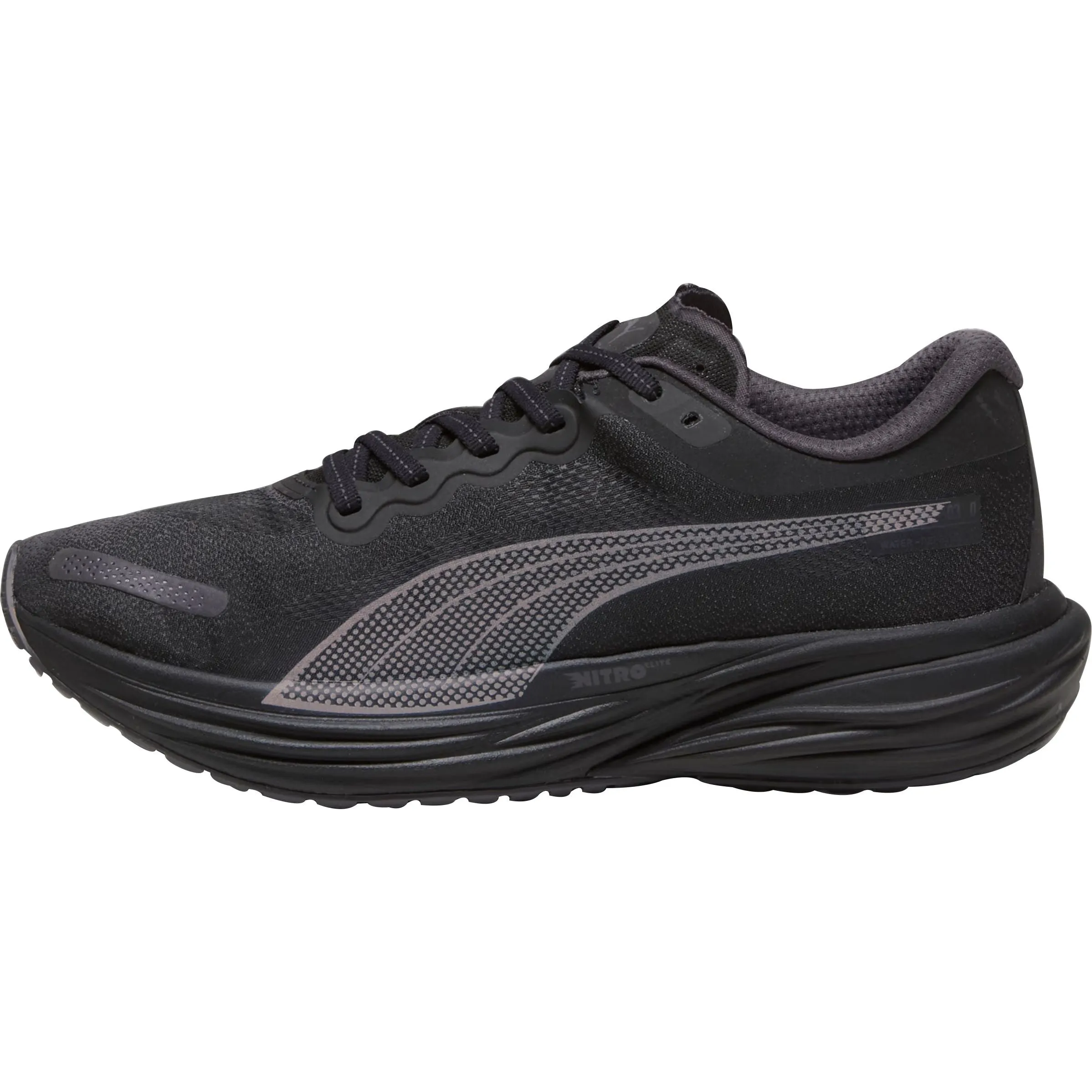 Puma Deviate Nitro 2 WTRepel Mens Running Shoes - Black Puma sport shoes with bold branding