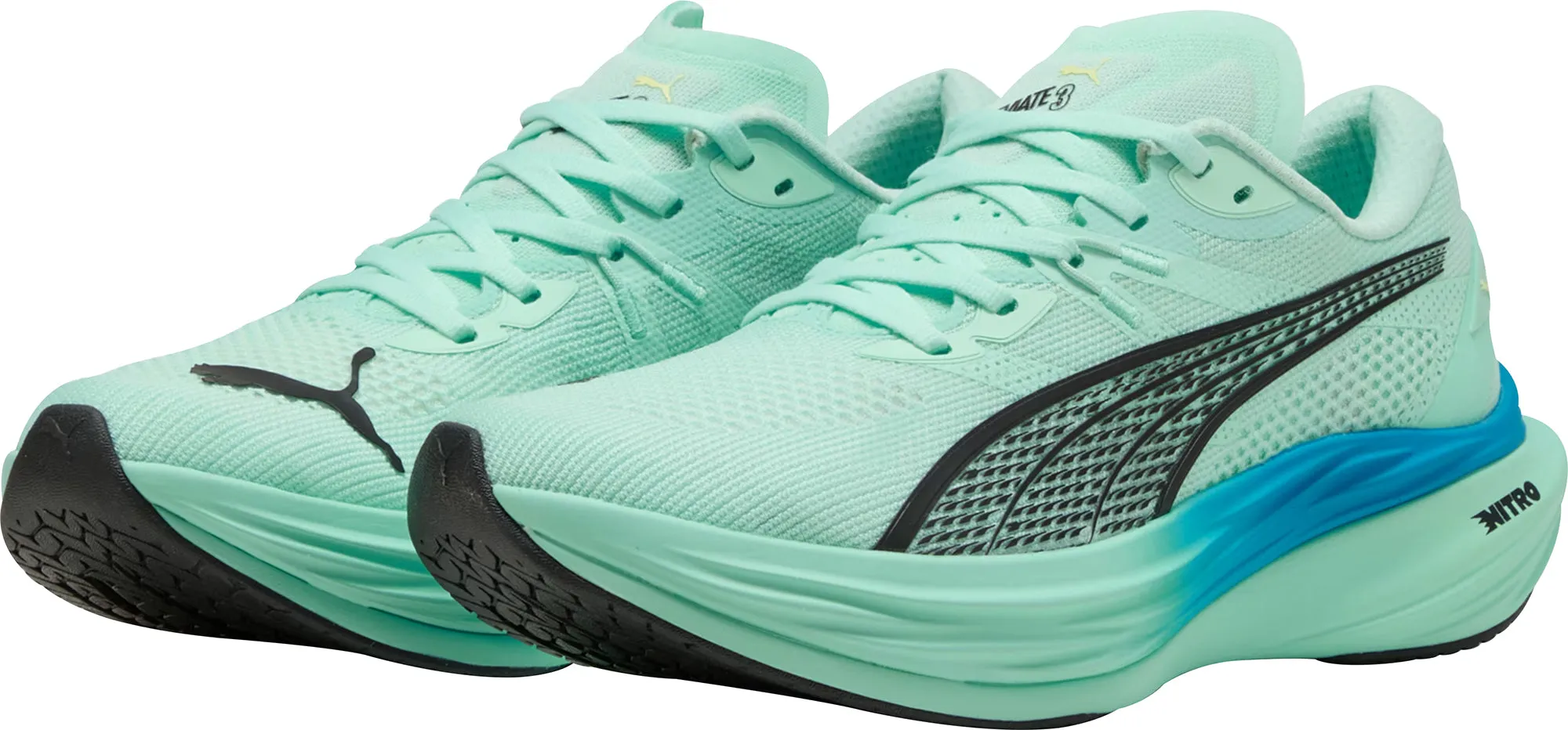 Puma Deviate Nitro 3 Mens Running Shoes - Green Cozy Footwear