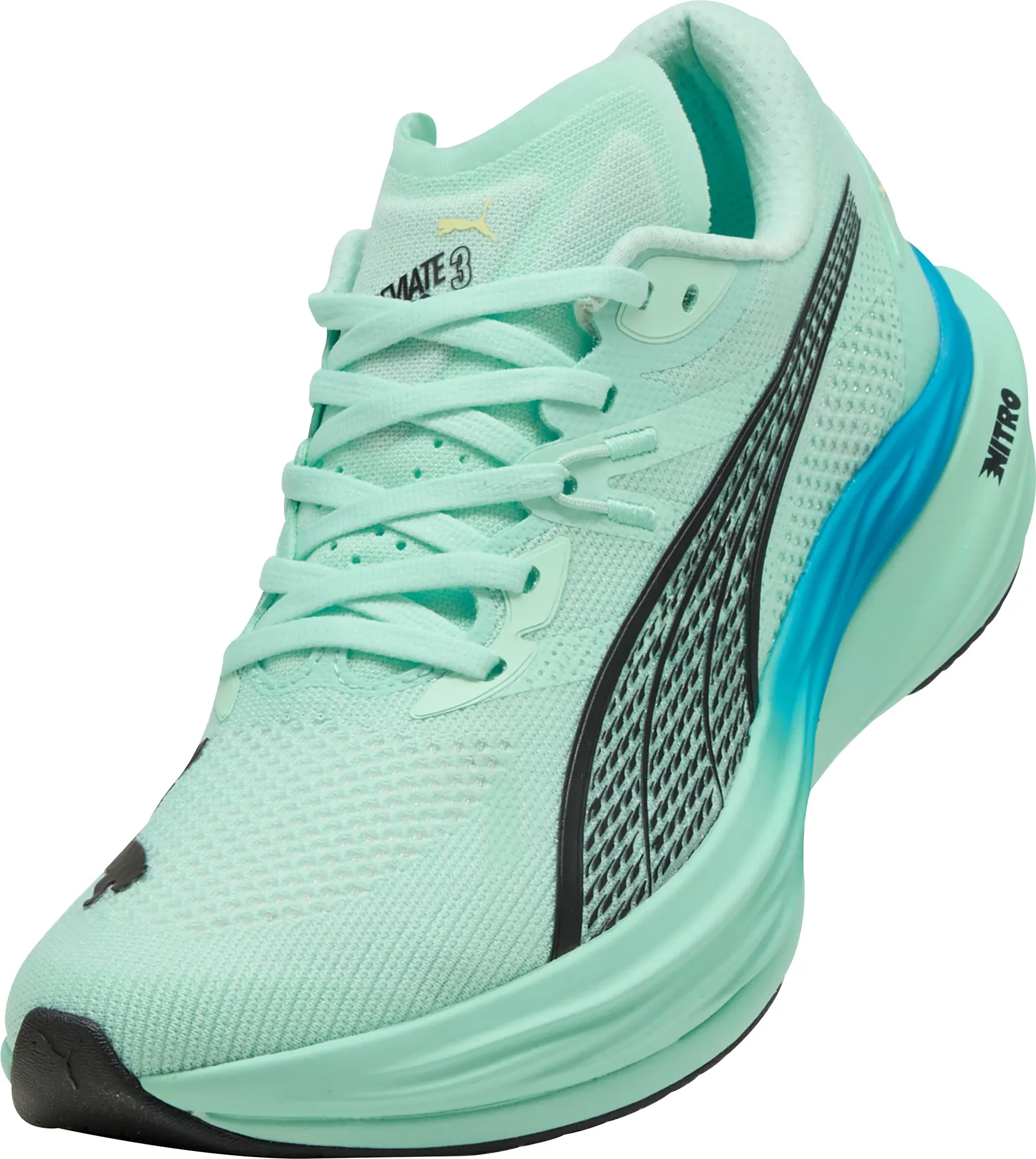 Puma Deviate Nitro 3 Mens Running Shoes - Green Cozy Footwear