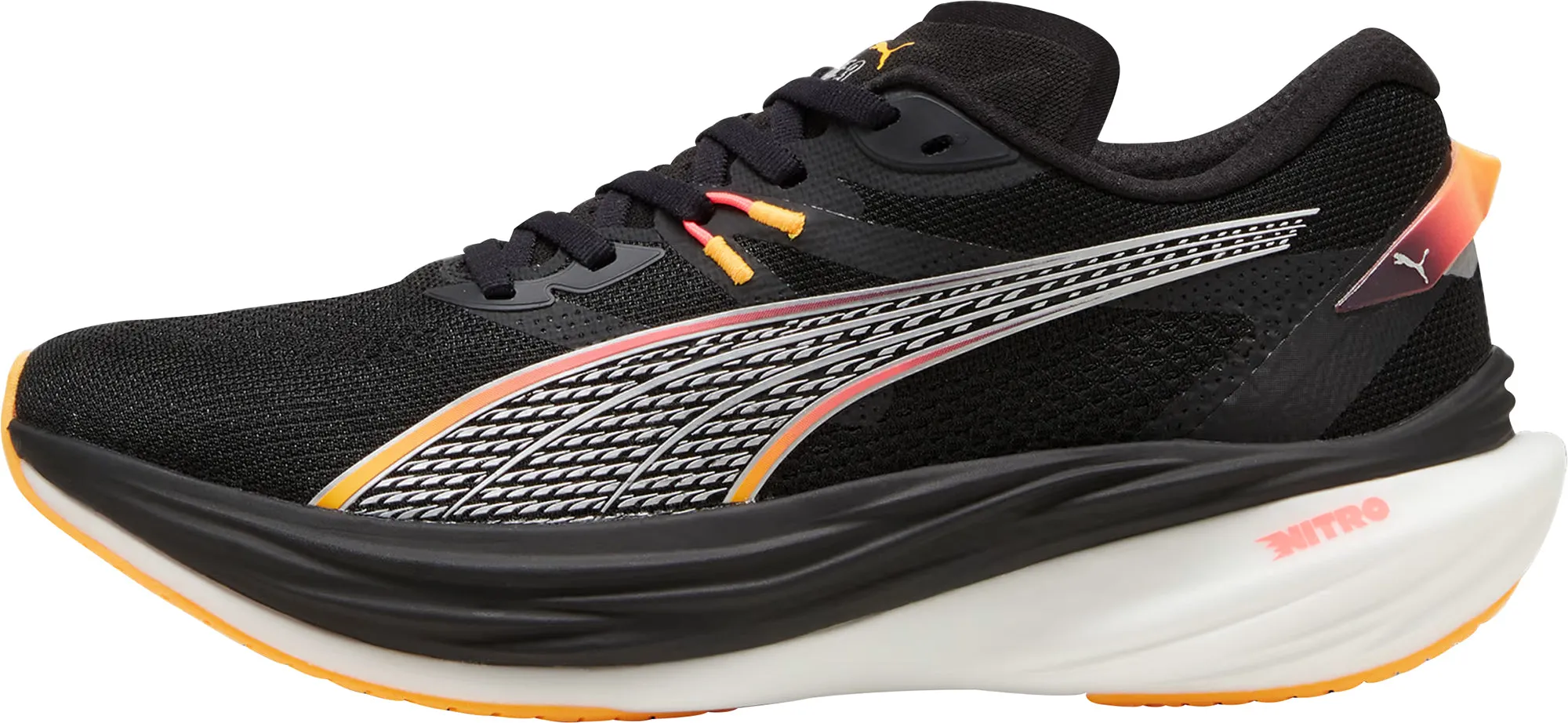 Puma Deviate Nitro 3 Womens Running Shoes - Black Puma sport shoes with bold branding