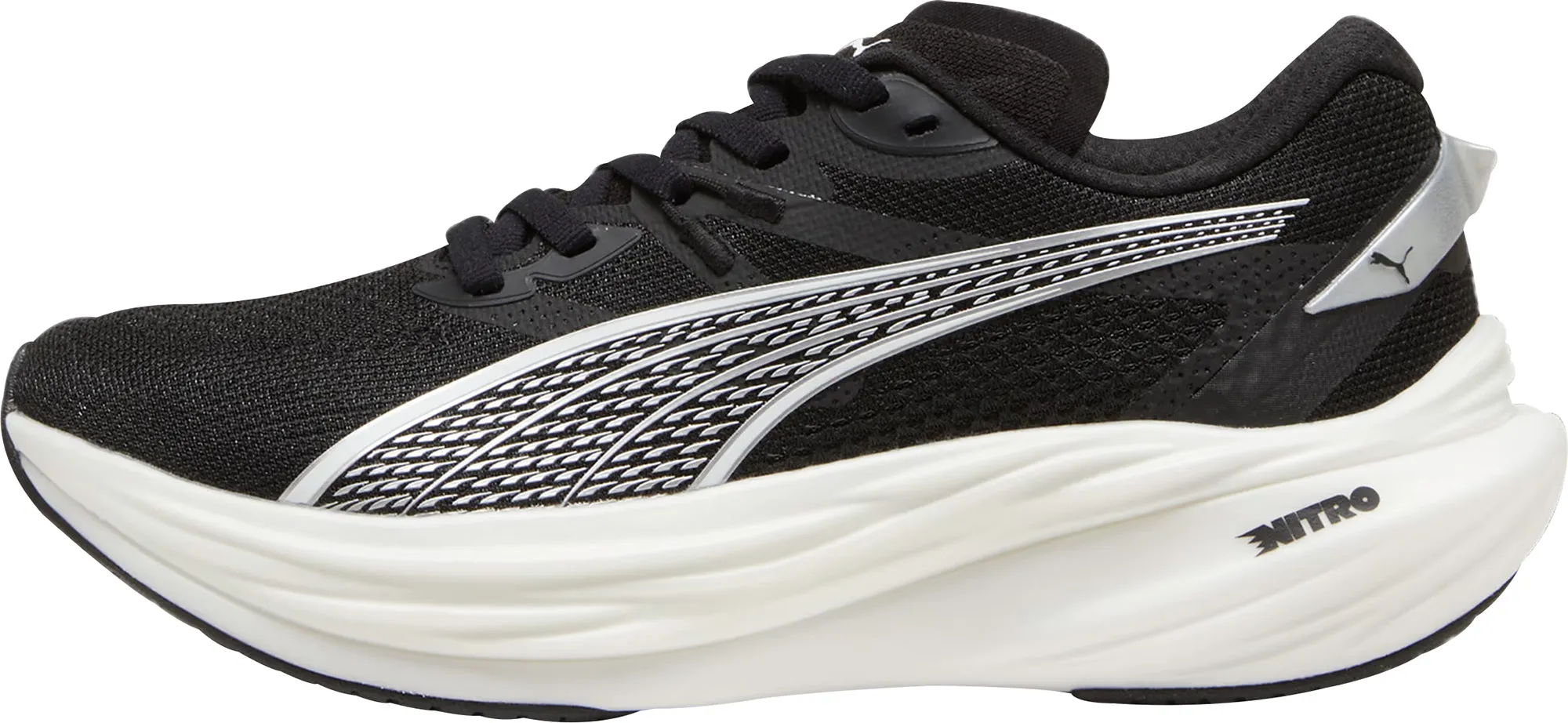 Puma Deviate Nitro 3 Womens Running Shoes - Black Puma sport shoes with bold branding