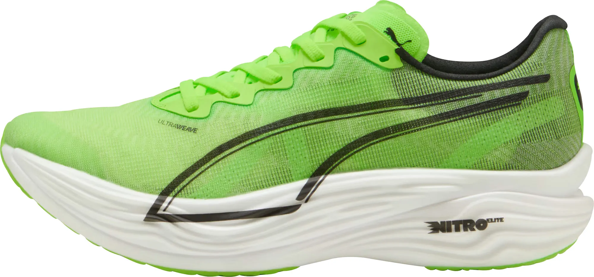 Puma Deviate Nitro Elite 3 HYROX Mens Running Shoes - Green Puma sport shoes with bold branding