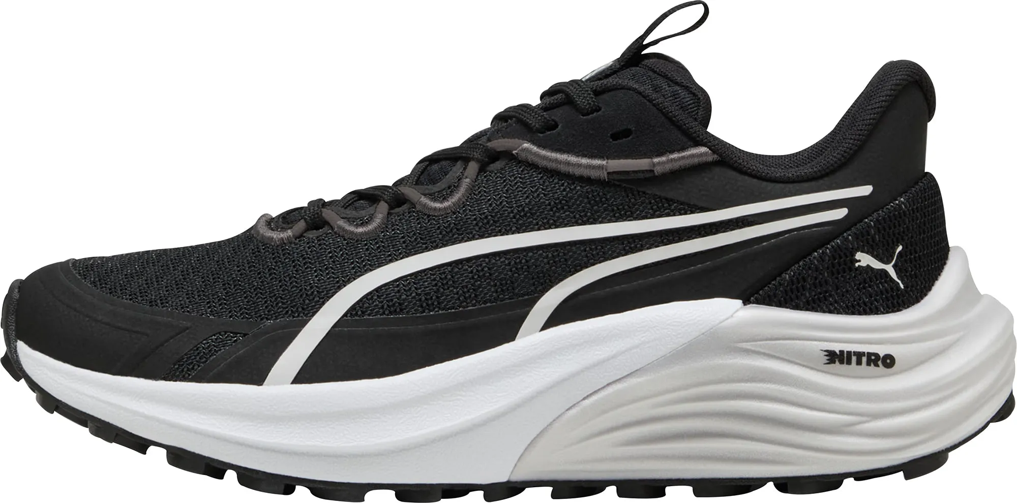 Puma Electrify Nitro 4 Womens Trail Running Shoes - Black Puma sport shoes with bold branding