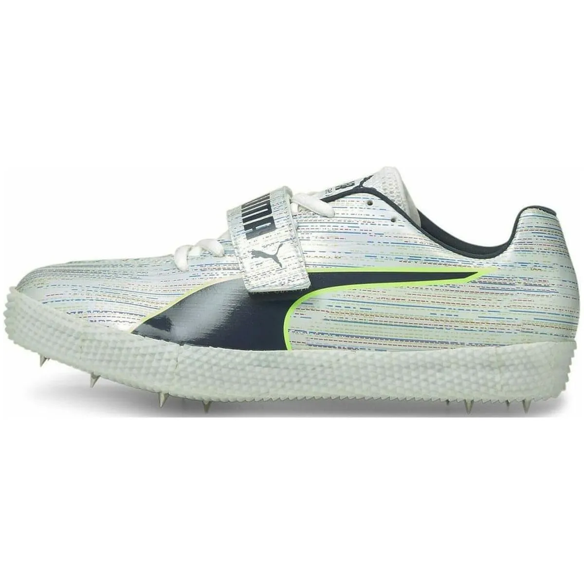 Puma evoSpeed High Jump 8 SP Field Event Spikes - White Puma sport shoes with bold branding