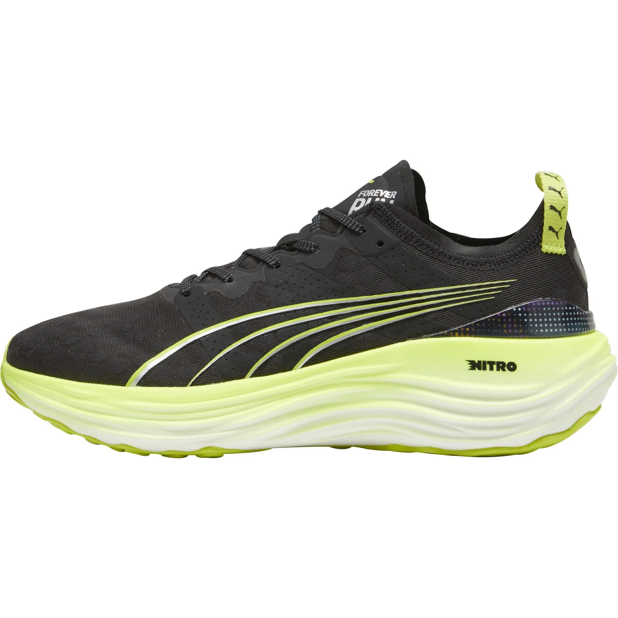 Puma ForeverRun Nitro Mens Running Shoes - Black Puma sport shoes with bold branding