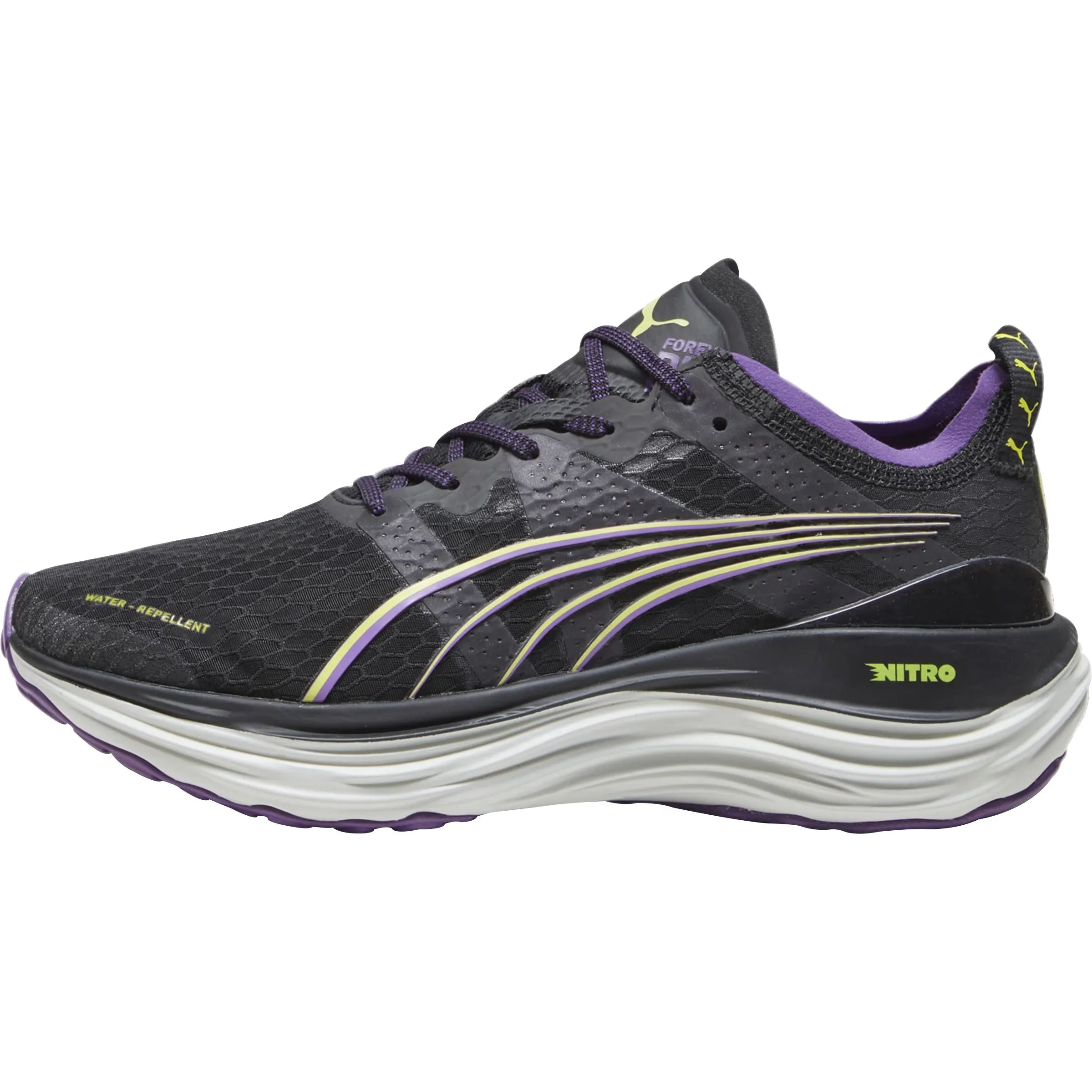 Puma ForeverRun Nitro WTR Womens Running Shoes - Black Puma sport shoes with bold branding