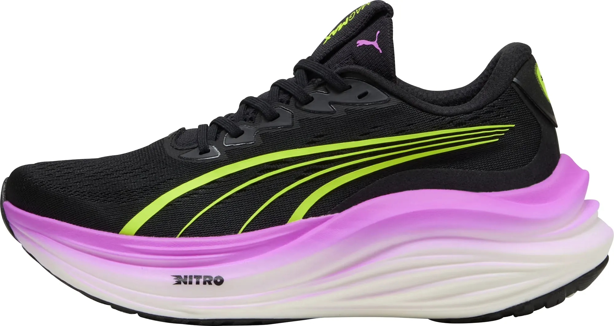Puma MagMax Nitro Womens Running Shoes - Black Puma sport shoes with bold branding