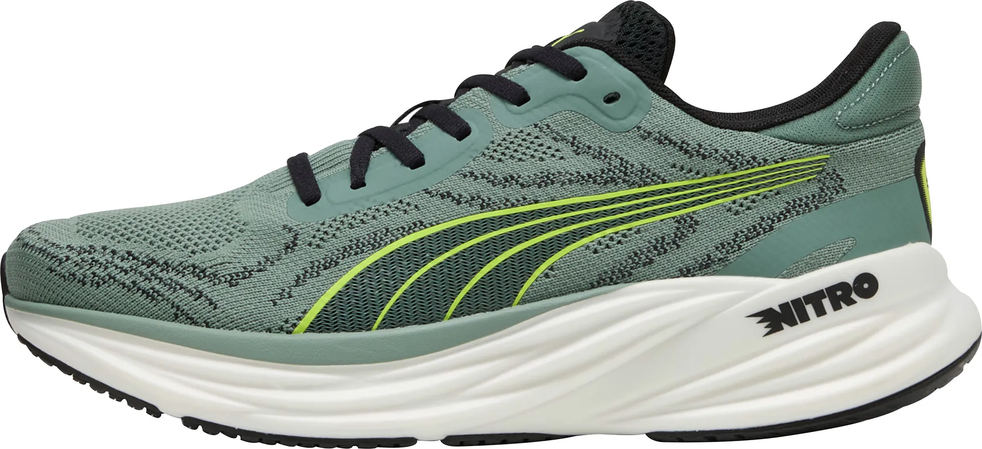 Puma Magnify Nitro 2 Mens Running Shoes - Green Puma sport shoes with bold branding