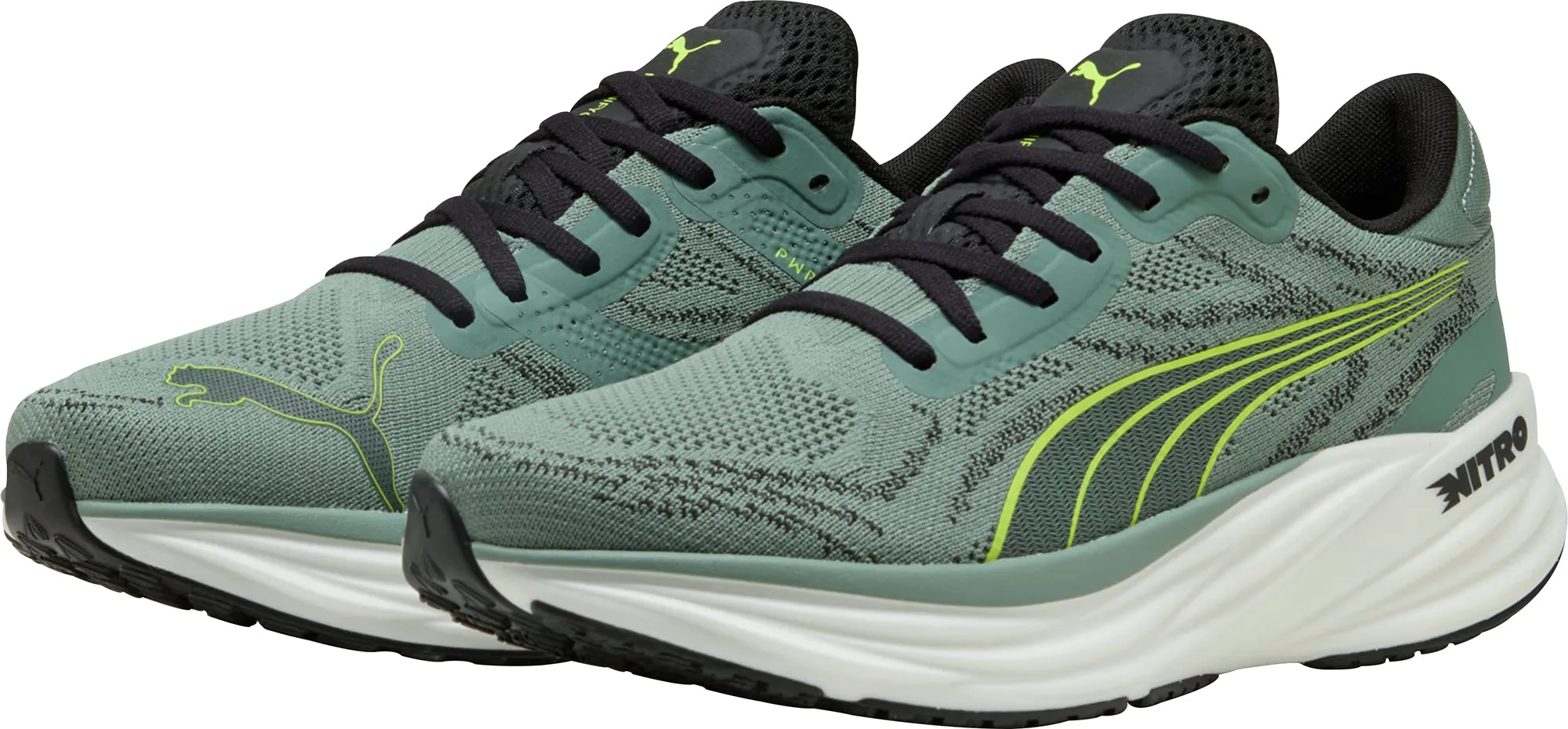 Puma Magnify Nitro 2 Mens Running Shoes - Green Cozy Footwear