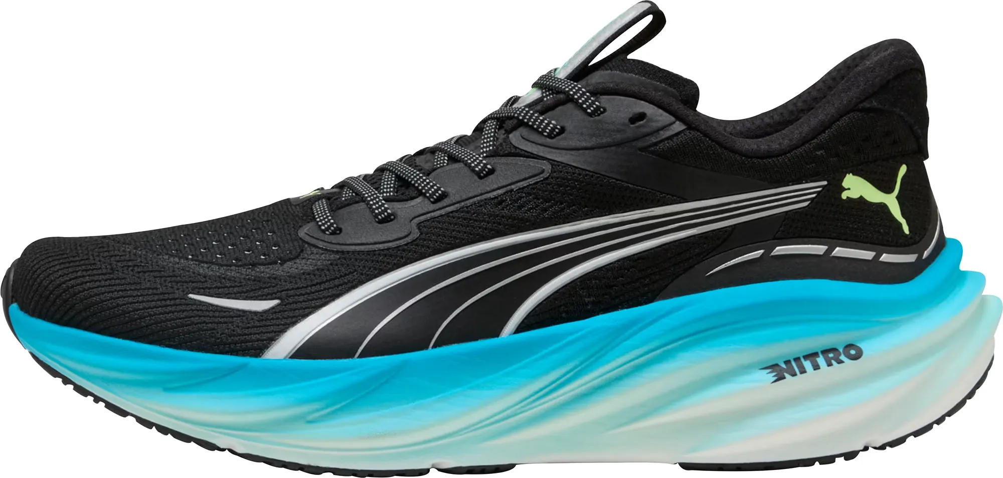 Puma Magnify Nitro 3 Mens Running Shoes - Black Puma sport shoes with bold branding
