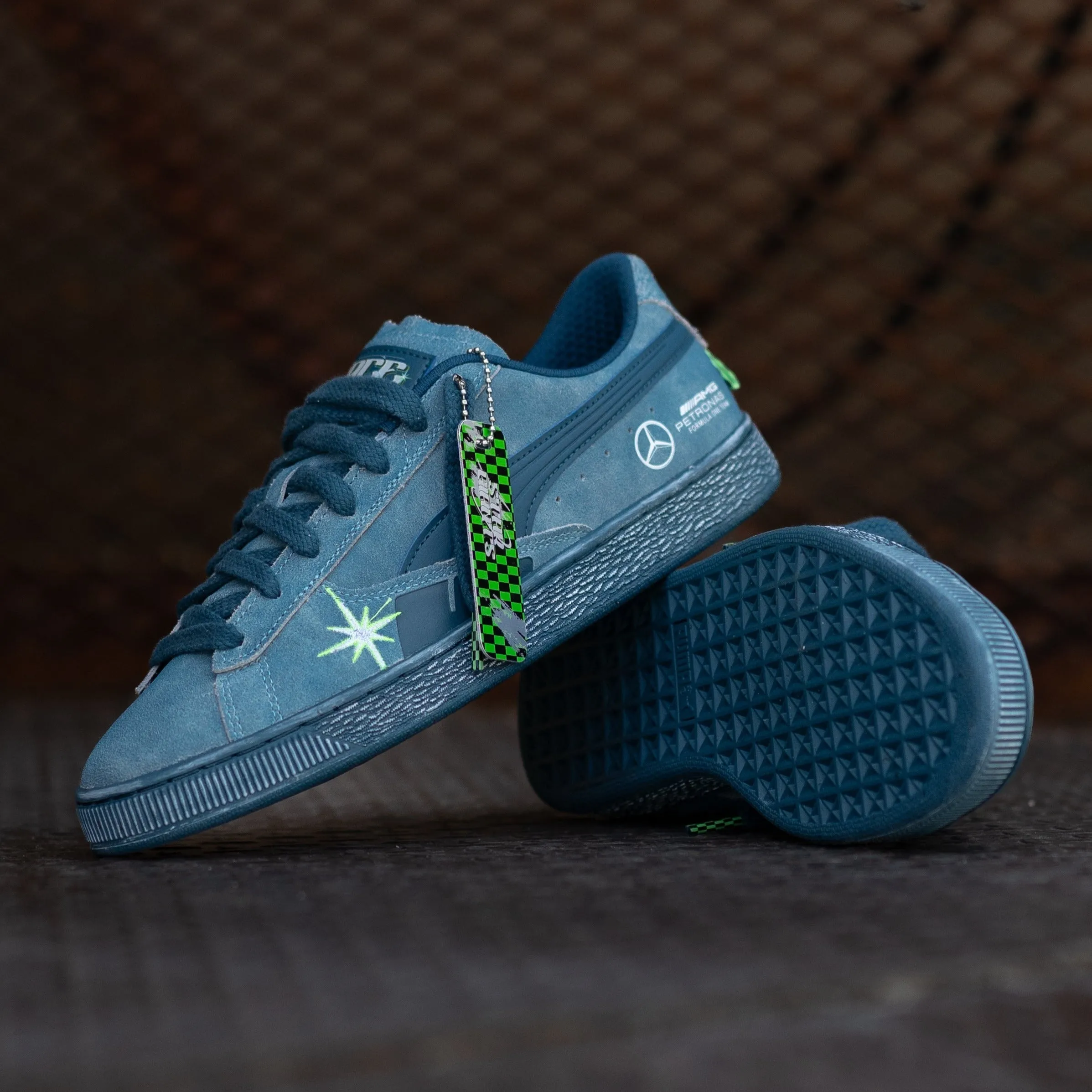 Puma Mercedes-AMG Petronas F1 Team Crews Go Summer Suede T (Ocean Tropic) Puma athletic shoe visuals