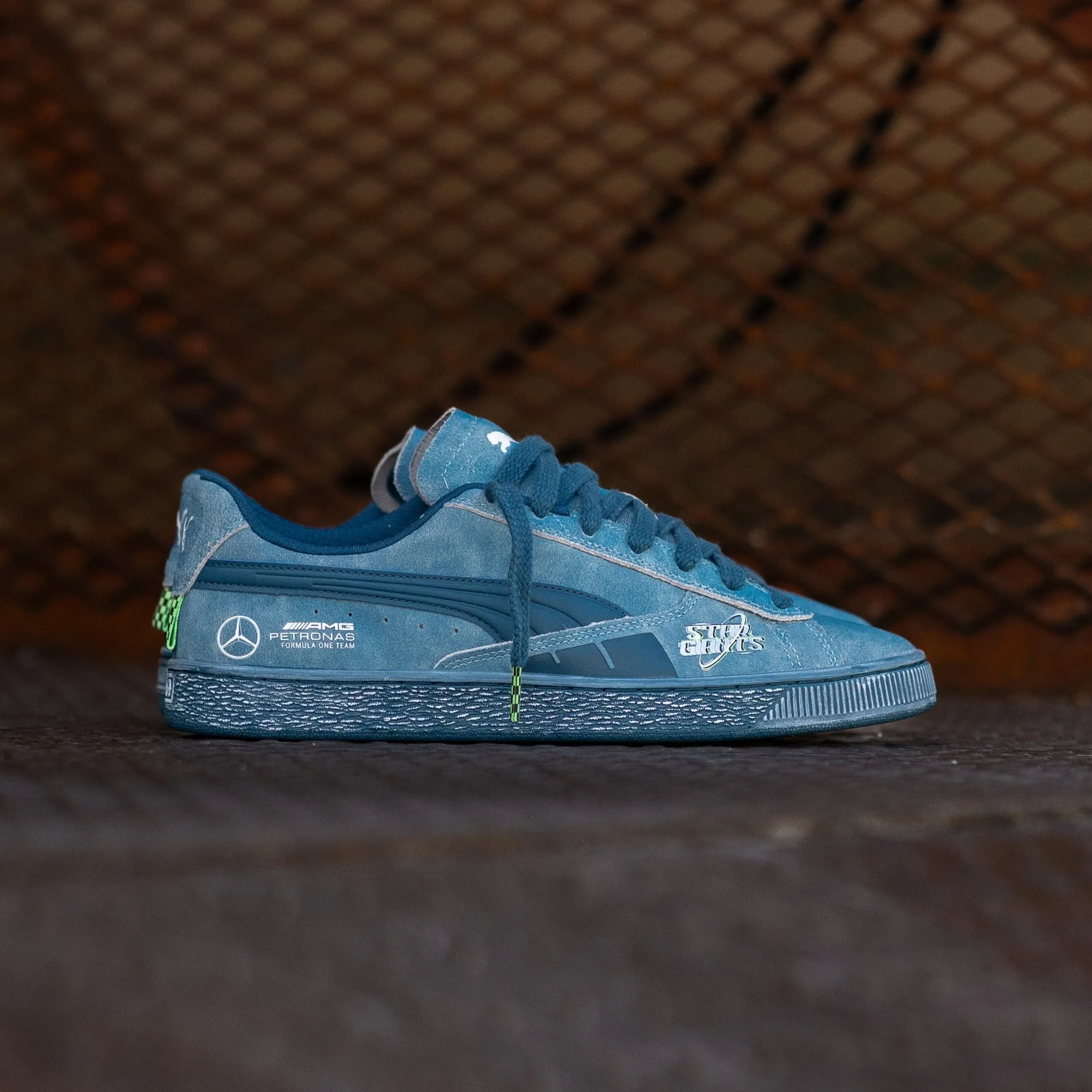 Puma Mercedes-AMG Petronas F1 Team Crews Go Summer Suede T (Ocean Tropic) Puma trendy footwear styles