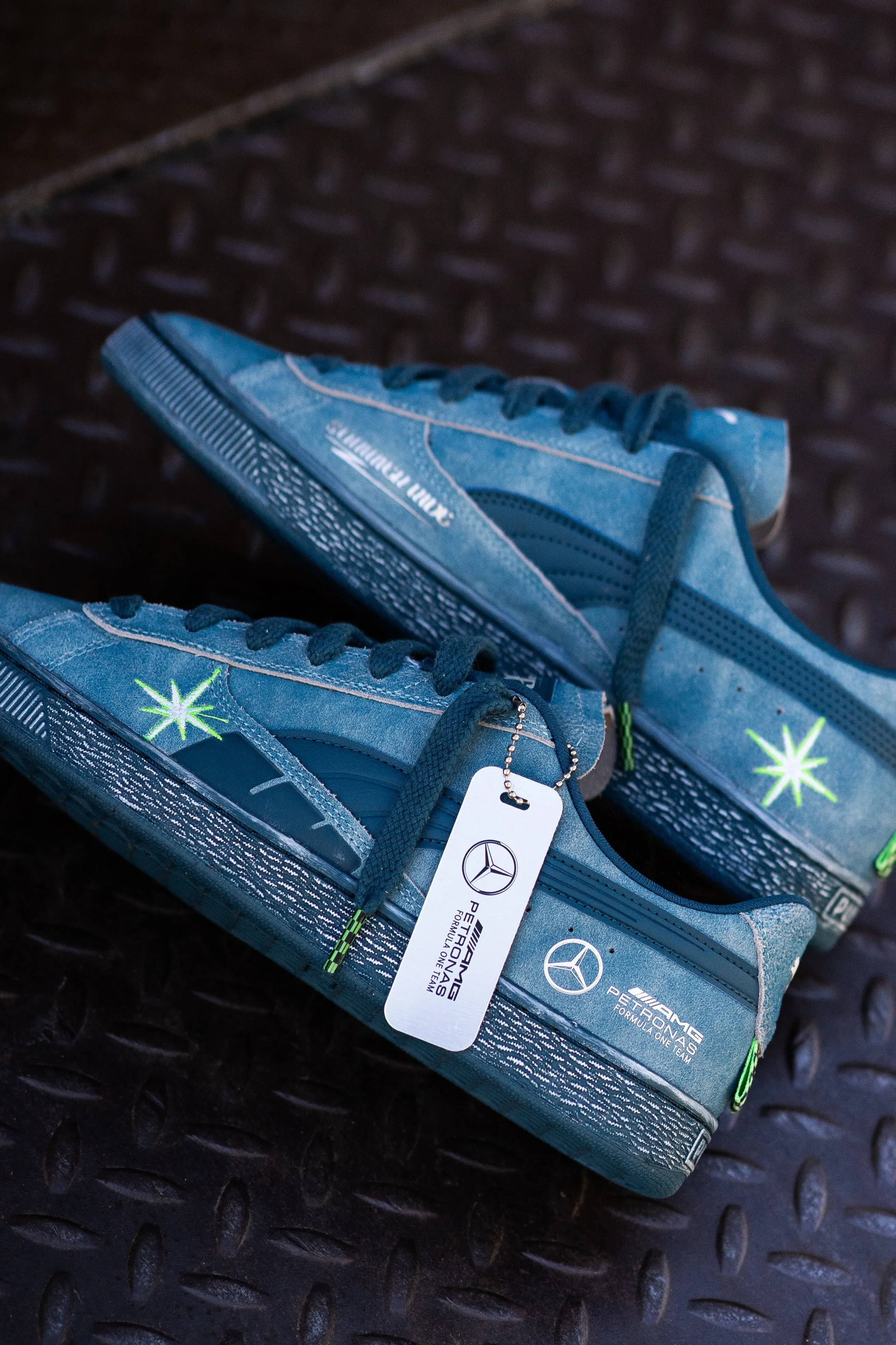 Puma Mercedes-AMG Petronas F1 Team Crews Go Summer Suede T (Ocean Tropic) Puma athletic shoe visuals