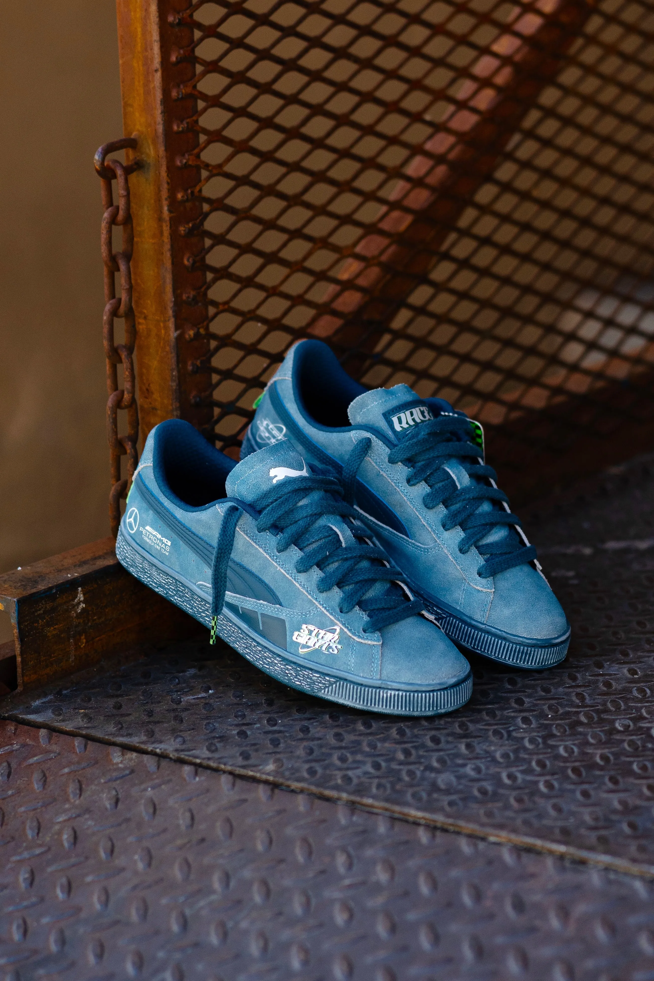 Puma Mercedes-AMG Petronas F1 Team Crews Go Summer Suede T (Ocean Tropic) Puma athletic shoe visuals