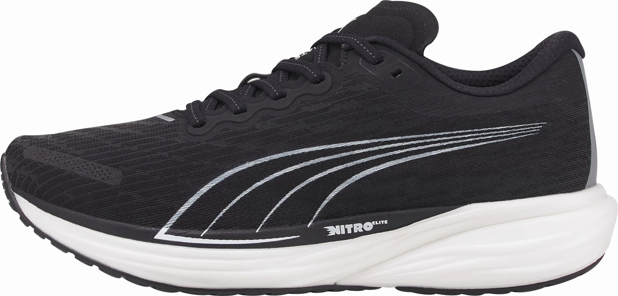 Puma Deviate Nitro 2 WIDE FIT Mens Running Shoes - Black Puma sport shoes with bold branding
