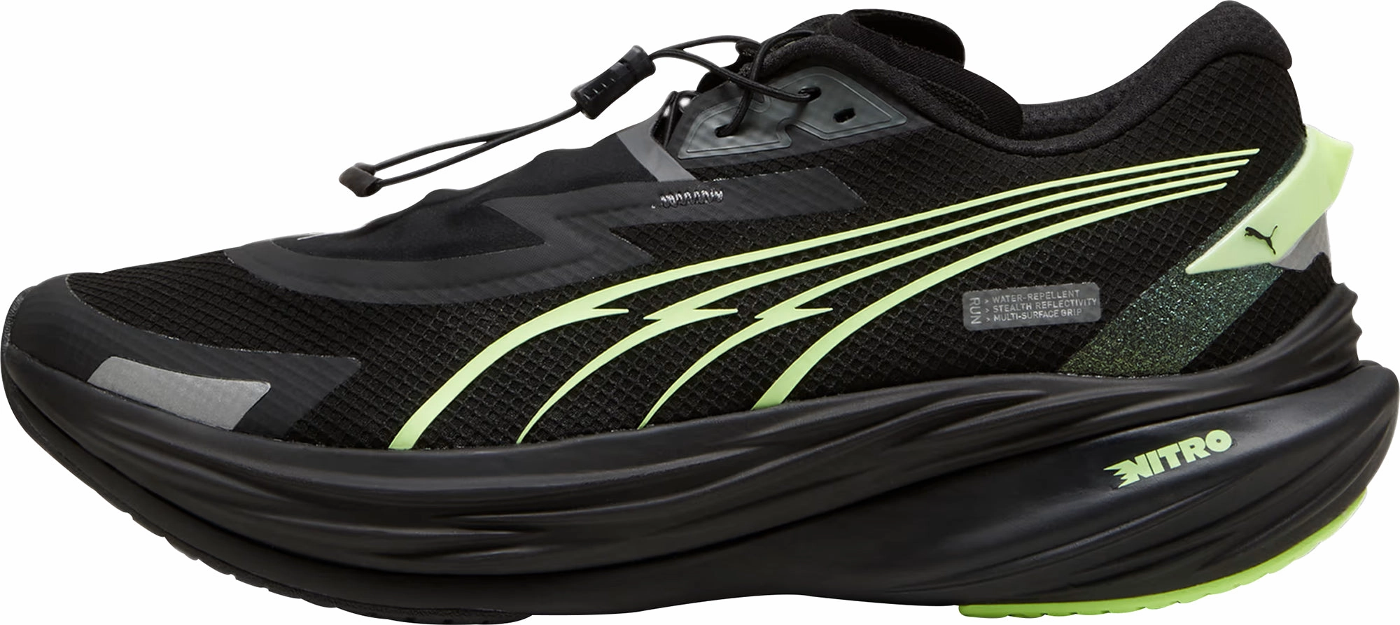 Puma Deviate Nitro 3 WTR  Mens Running Shoes - Black Puma athletic shoes for urban lifestyle