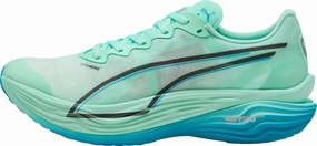 Puma Deviate Nitro Elite 3 Womens Running Shoes - Green Puma sport shoes with bold branding