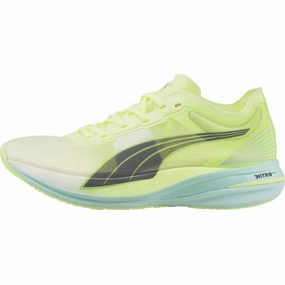 Puma Deviate Nitro Elite Racer Womens Running Shoes - Yellow Puma sport shoes with bold branding