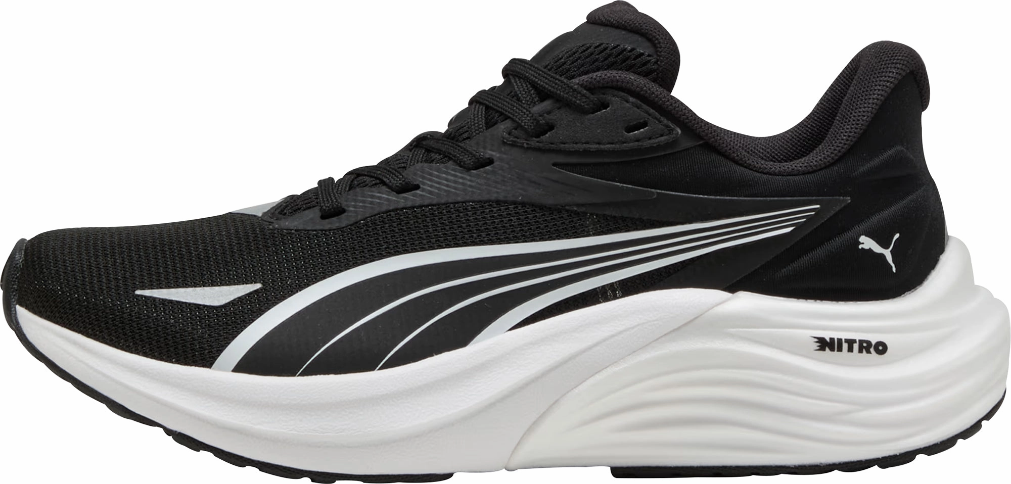 Puma Electrify Nitro 4 Junior Running Shoes - Black Puma sport shoes with bold branding