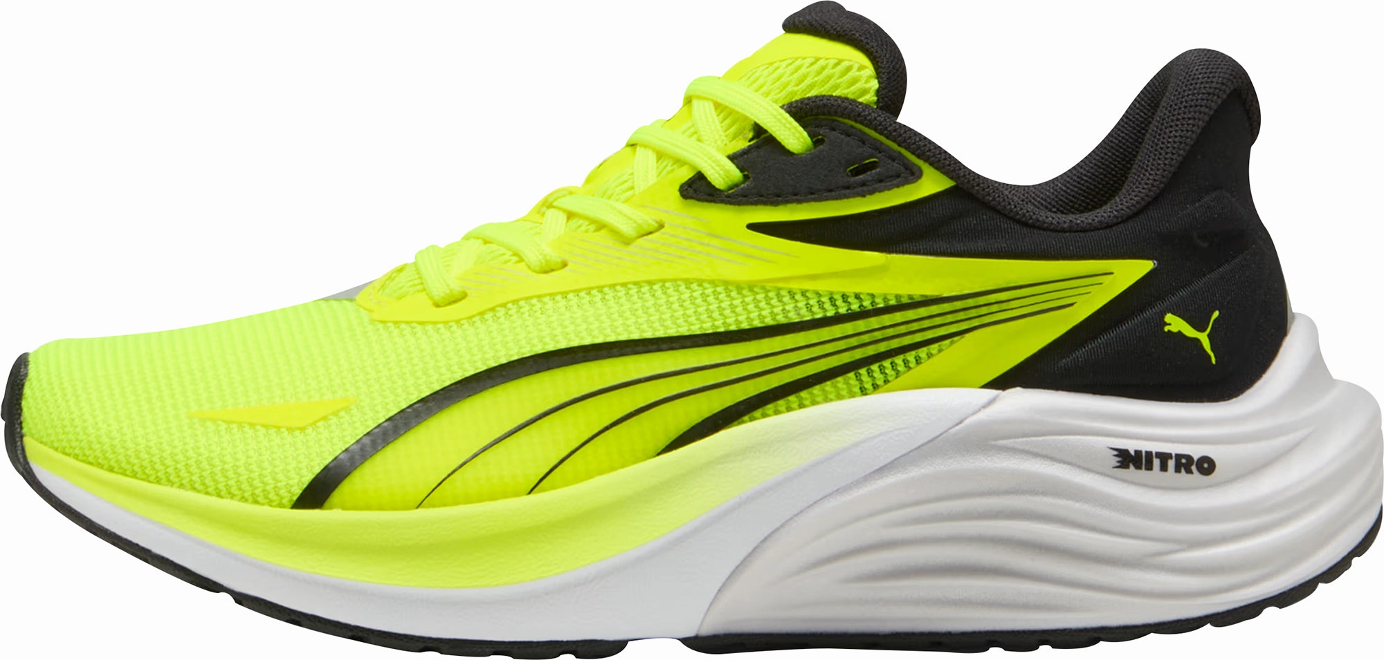 Puma Electrify Nitro 4 Junior Running Shoes - Yellow Puma sport shoes with bold branding