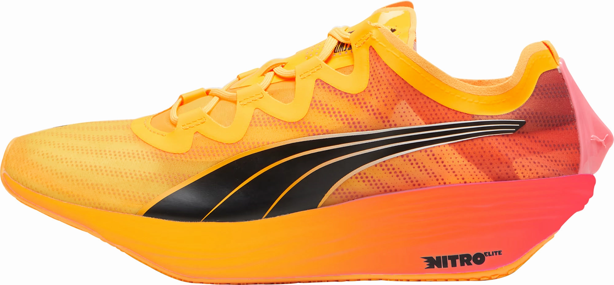 Puma Fast-FWD Nitro Elite Mens Running Shoes - Orange Puma sport shoes with bold branding