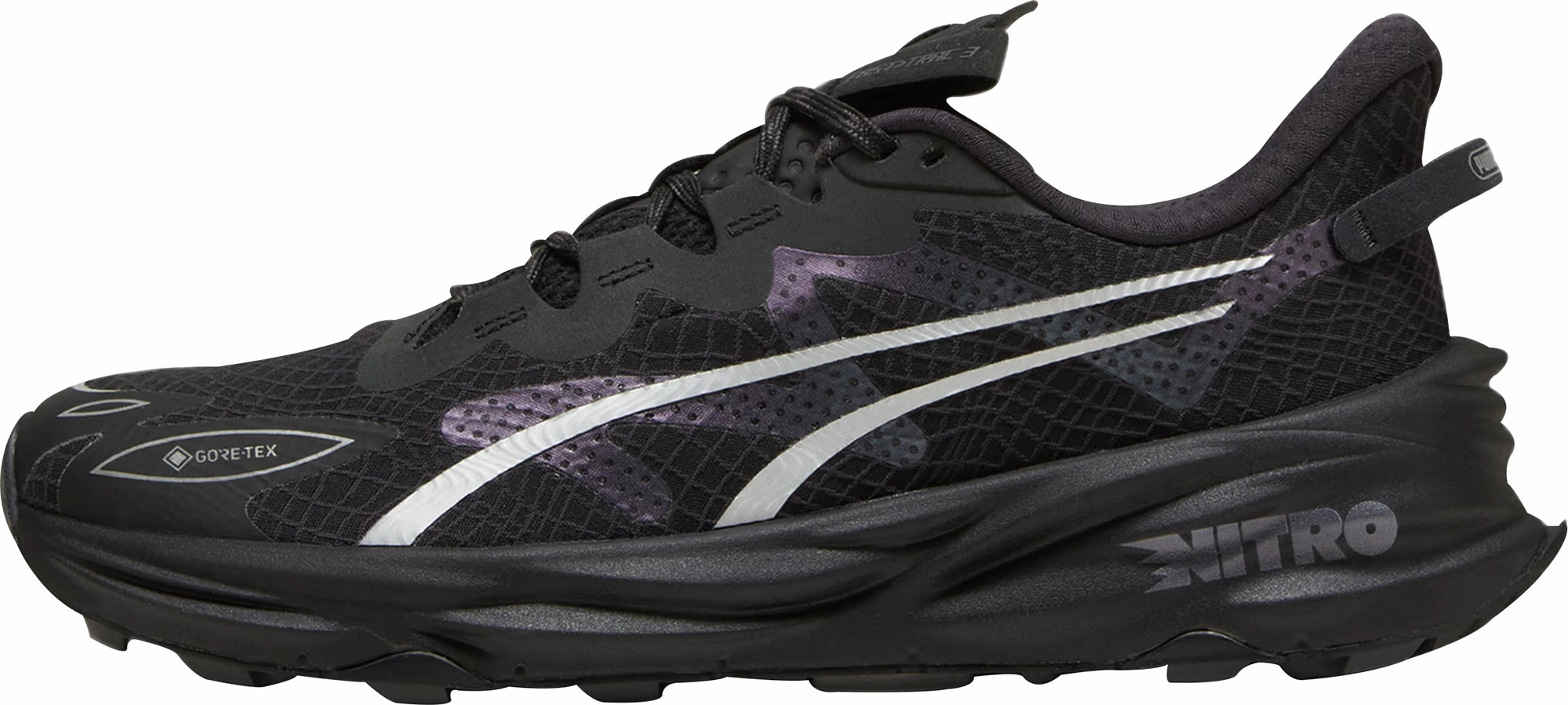 Puma Fast-Trac Nitro 3 GORE-TEX Mens Trail Running Shoes - Black Puma sport shoes with bold branding