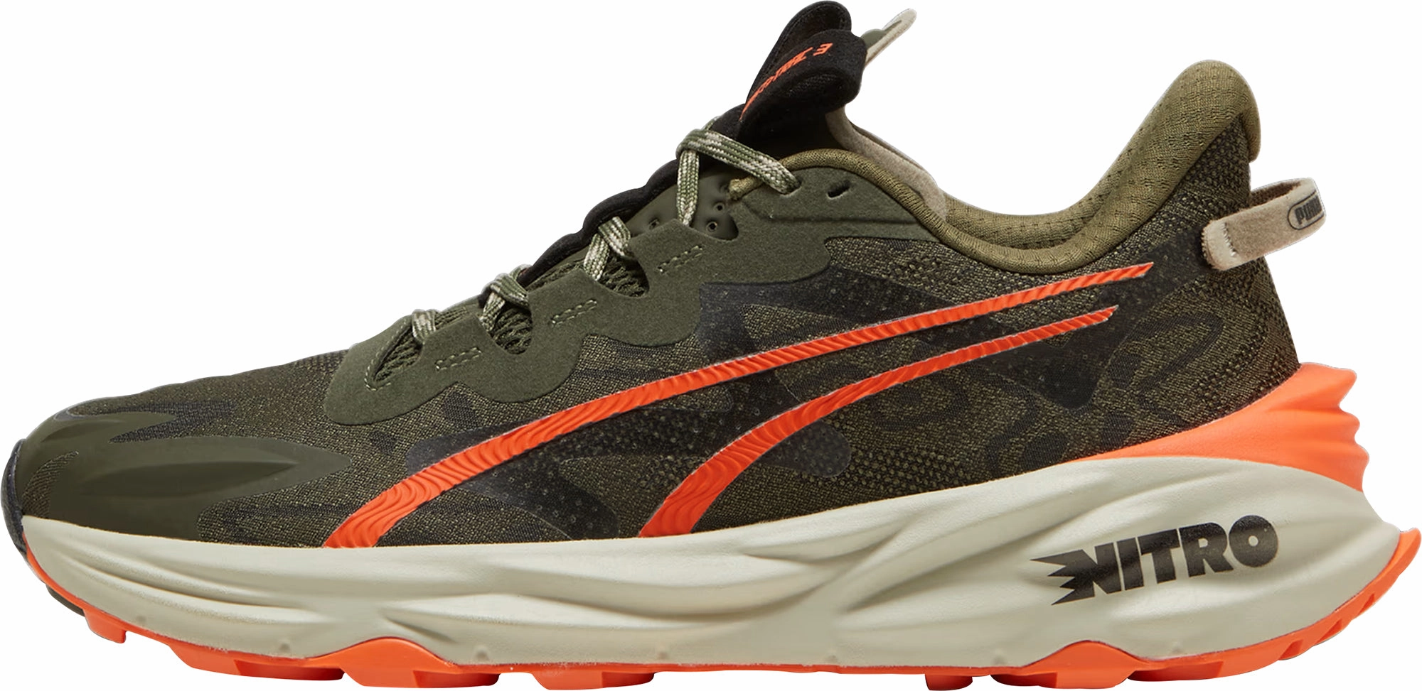 Puma Fast-Trac Nitro 3 Mens Trail Running Shoes - Green Puma sport shoes with bold branding