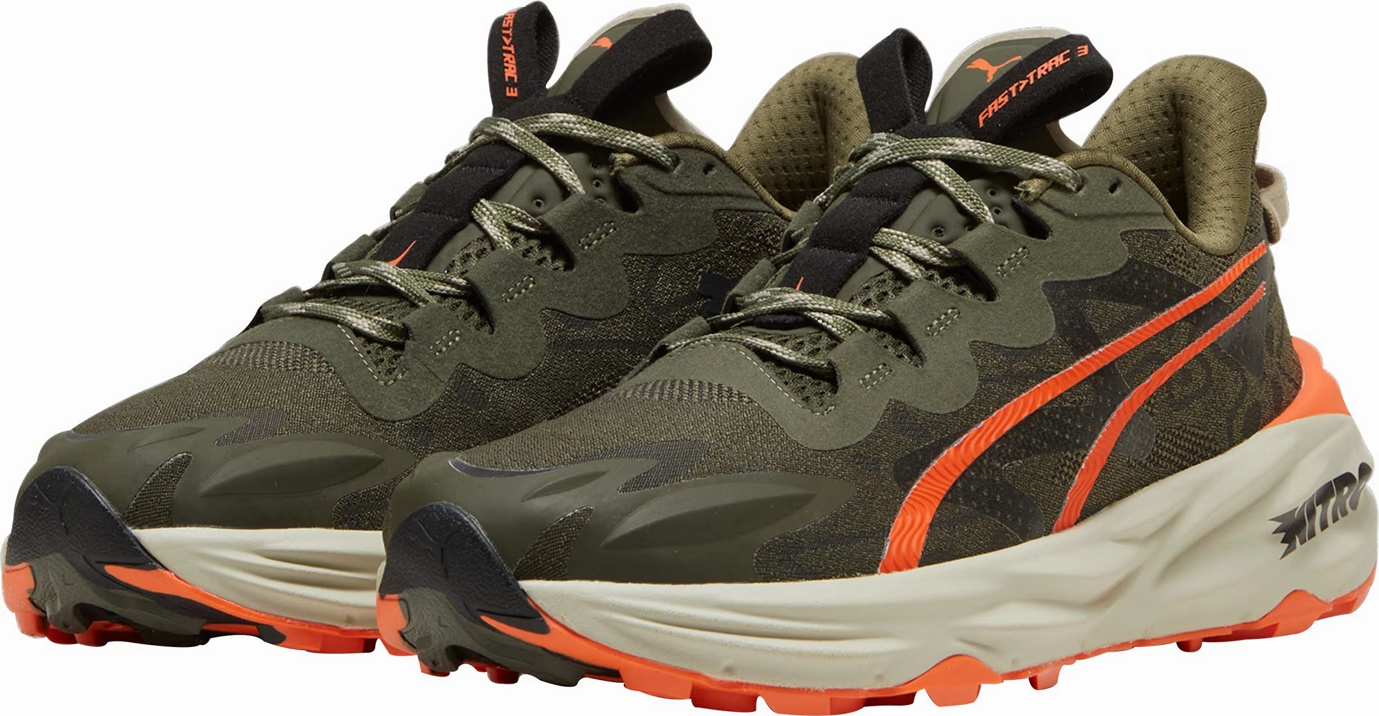 Puma Fast-Trac Nitro 3 Mens Trail Running Shoes - Green Cozy Footwear