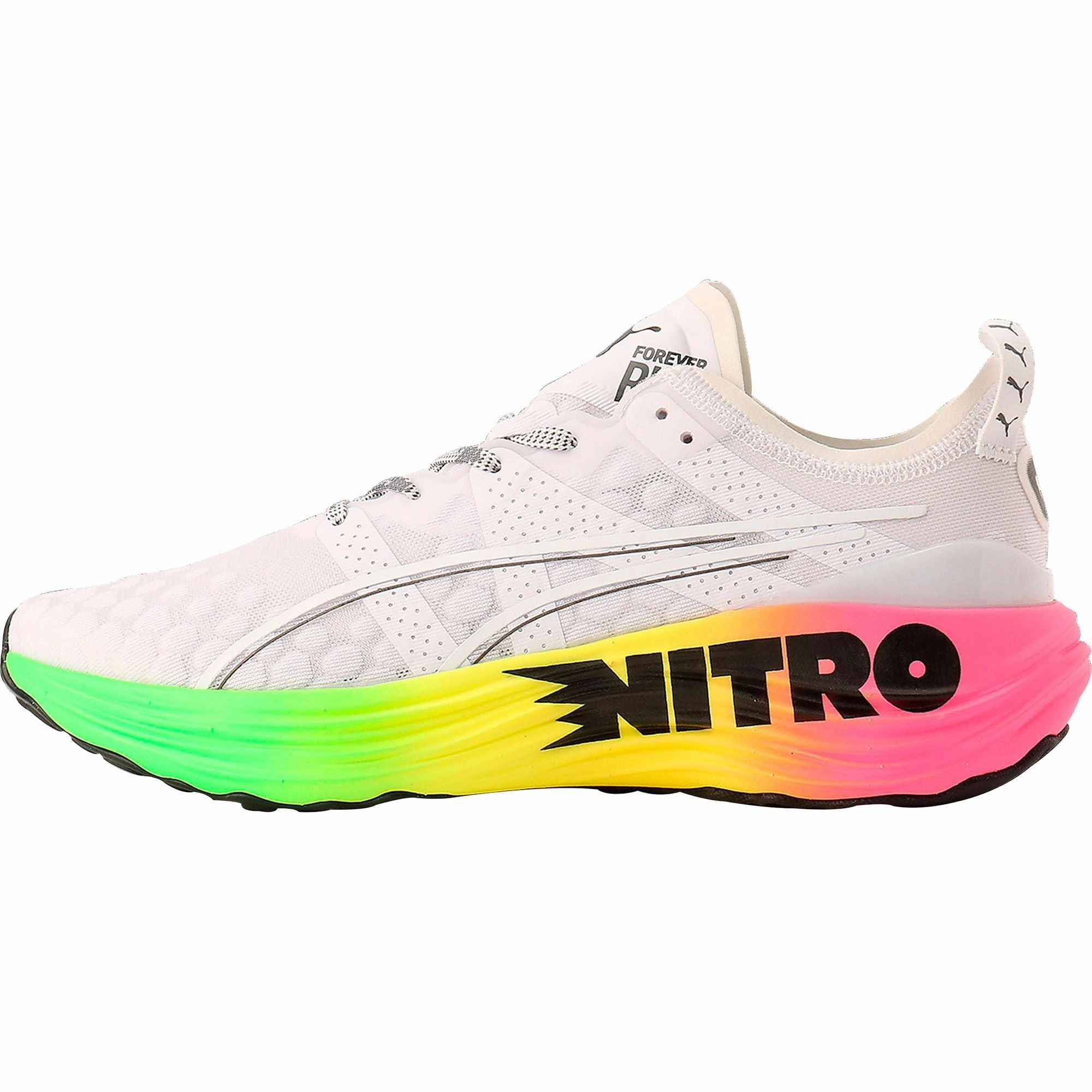 Puma ForeverRun Nitro Mens Running Shoes - White Puma sport shoes with bold branding
