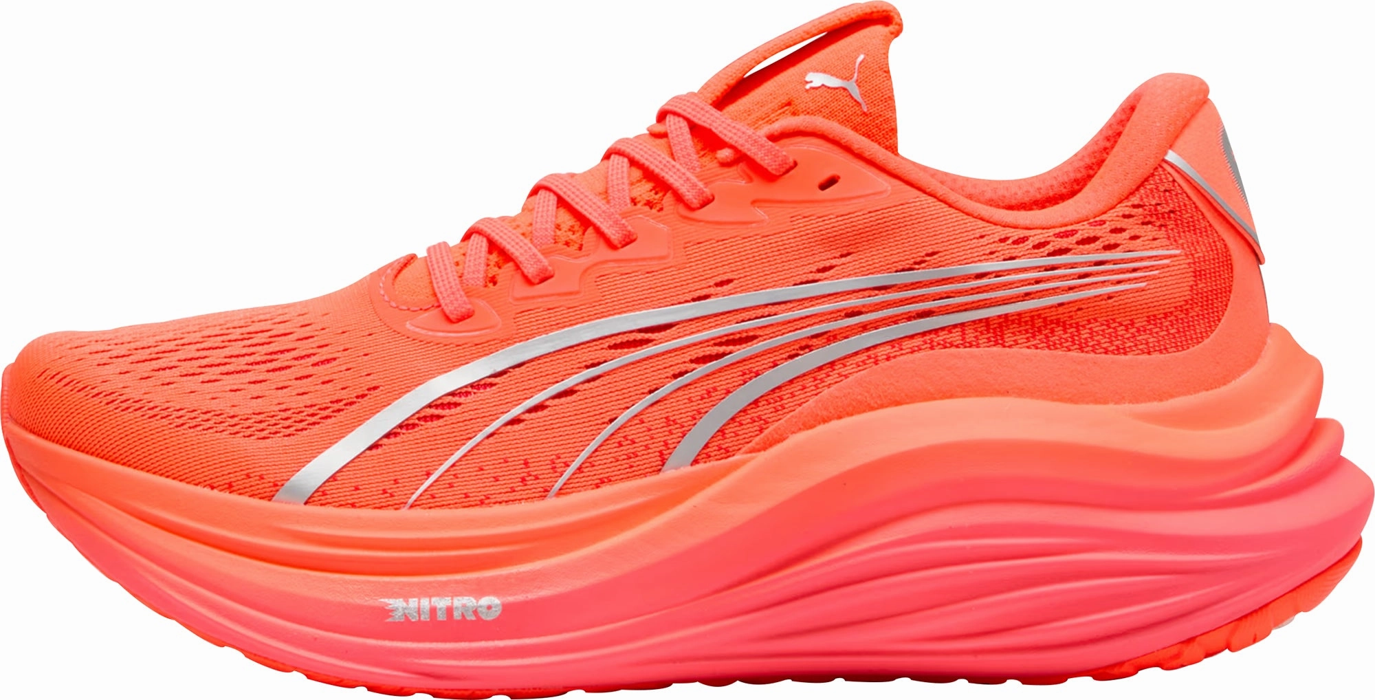 Puma MagMax Nitro Mens Running Shoes - Red Puma sport shoes with bold branding