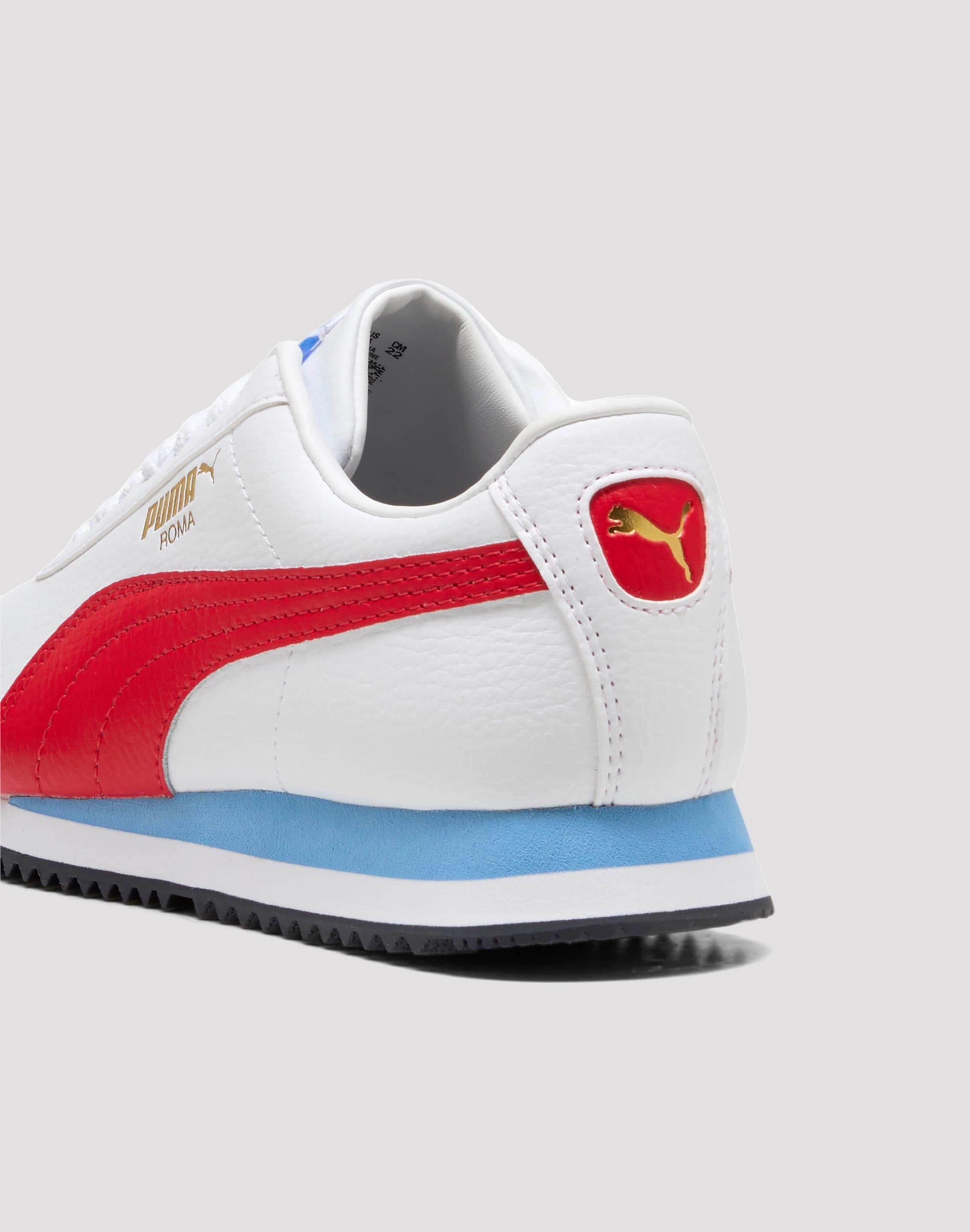 Puma Roma 24 Standard Grade School Boys' "White/Red/Blue" Memory Foam Shoes
