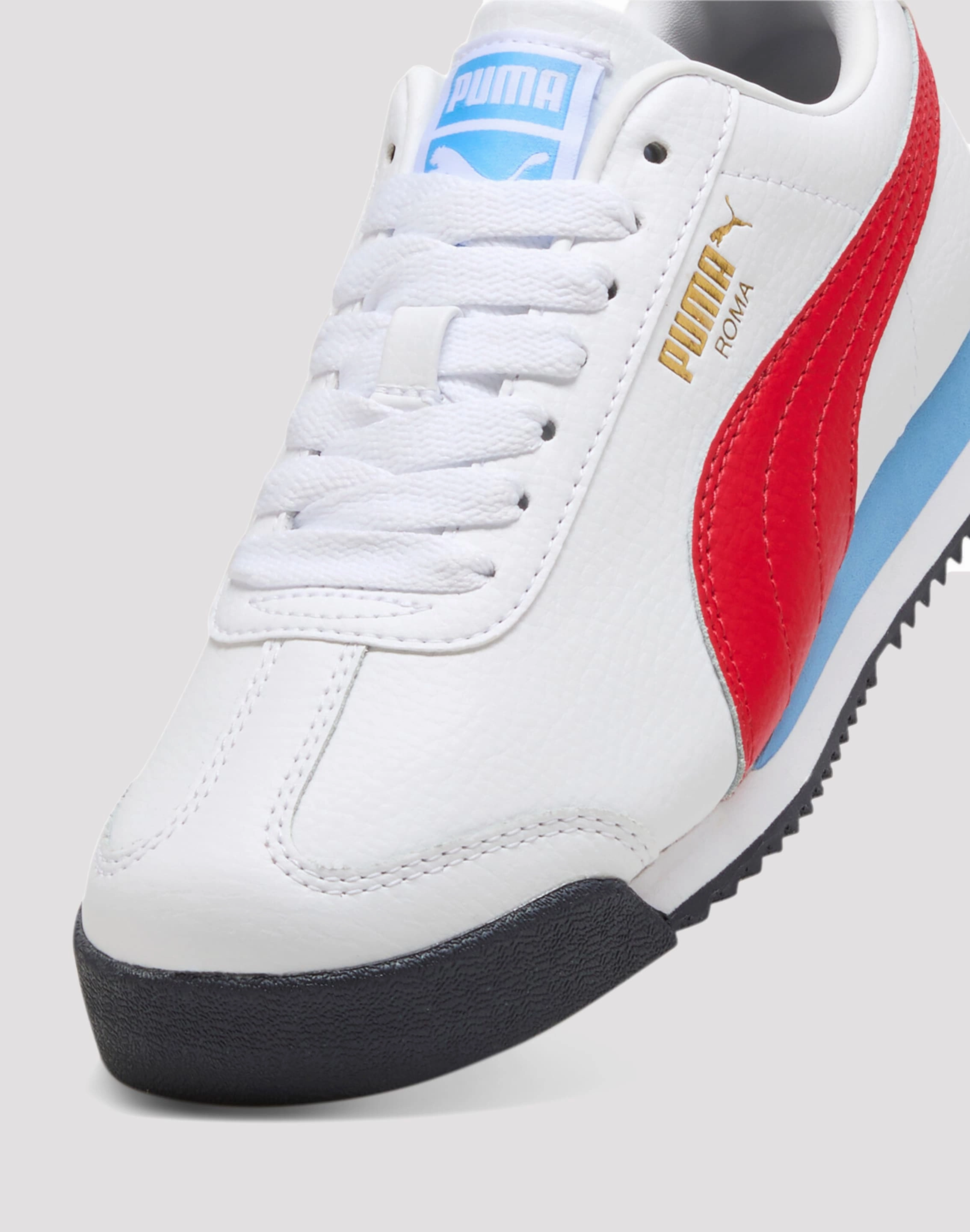 Puma Roma 24 Standard Grade School Boys' "White/Red/Blue" Memory Foam Shoes
