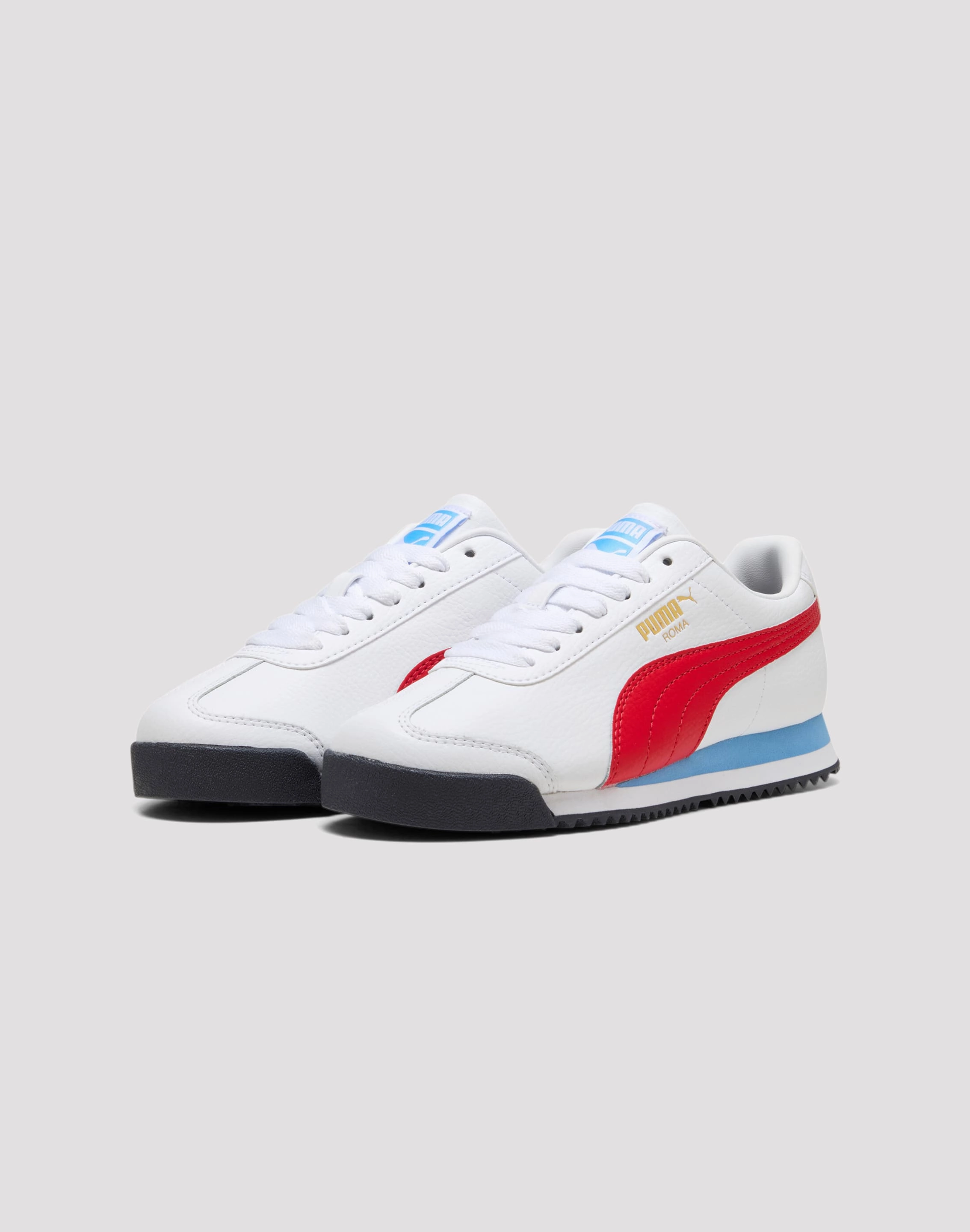 Puma Roma 24 Standard Grade School Boys' "White/Red/Blue" Memory Foam Shoes